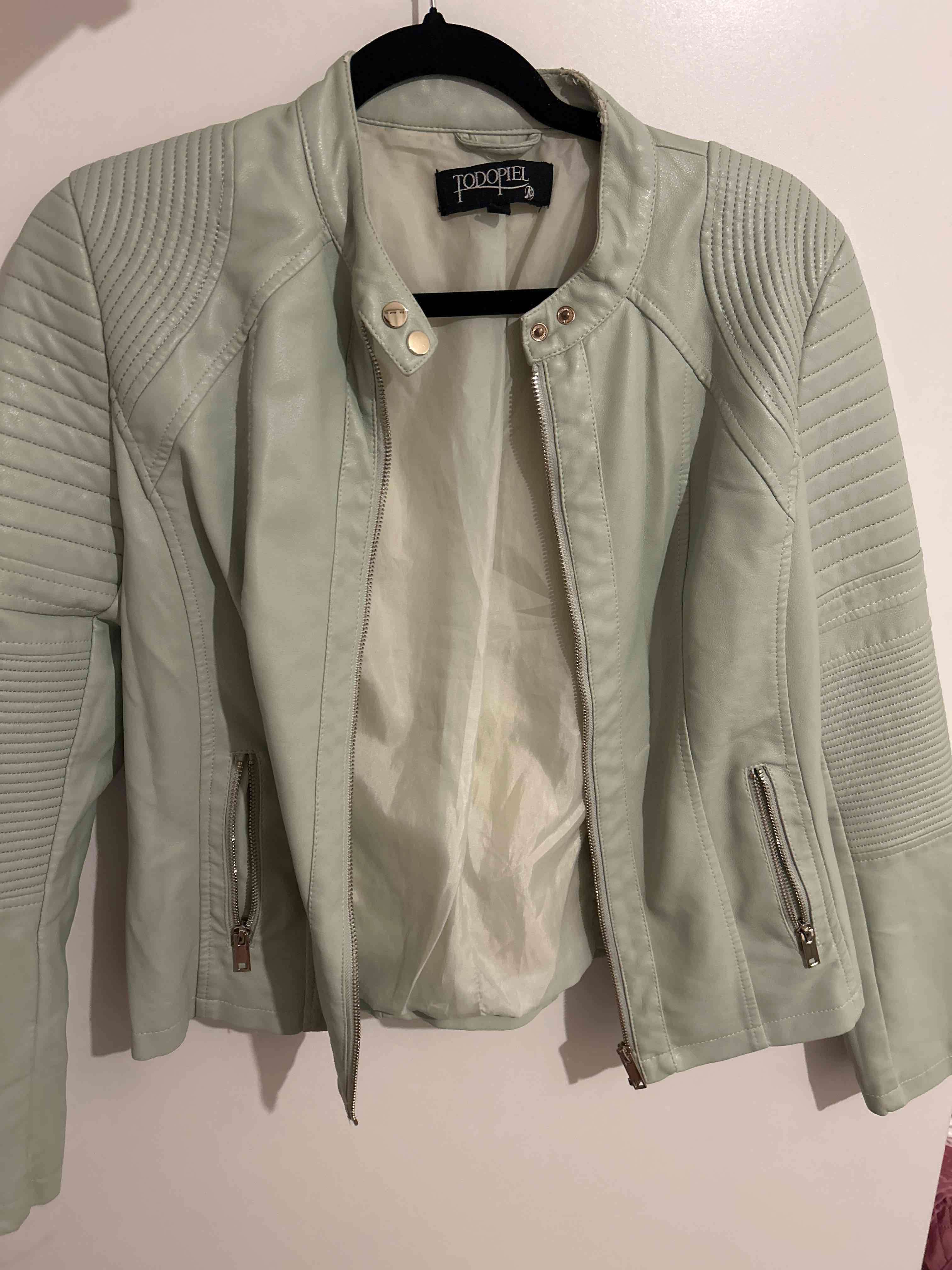 Chaqueta de cuero verde claro - miniatura 1