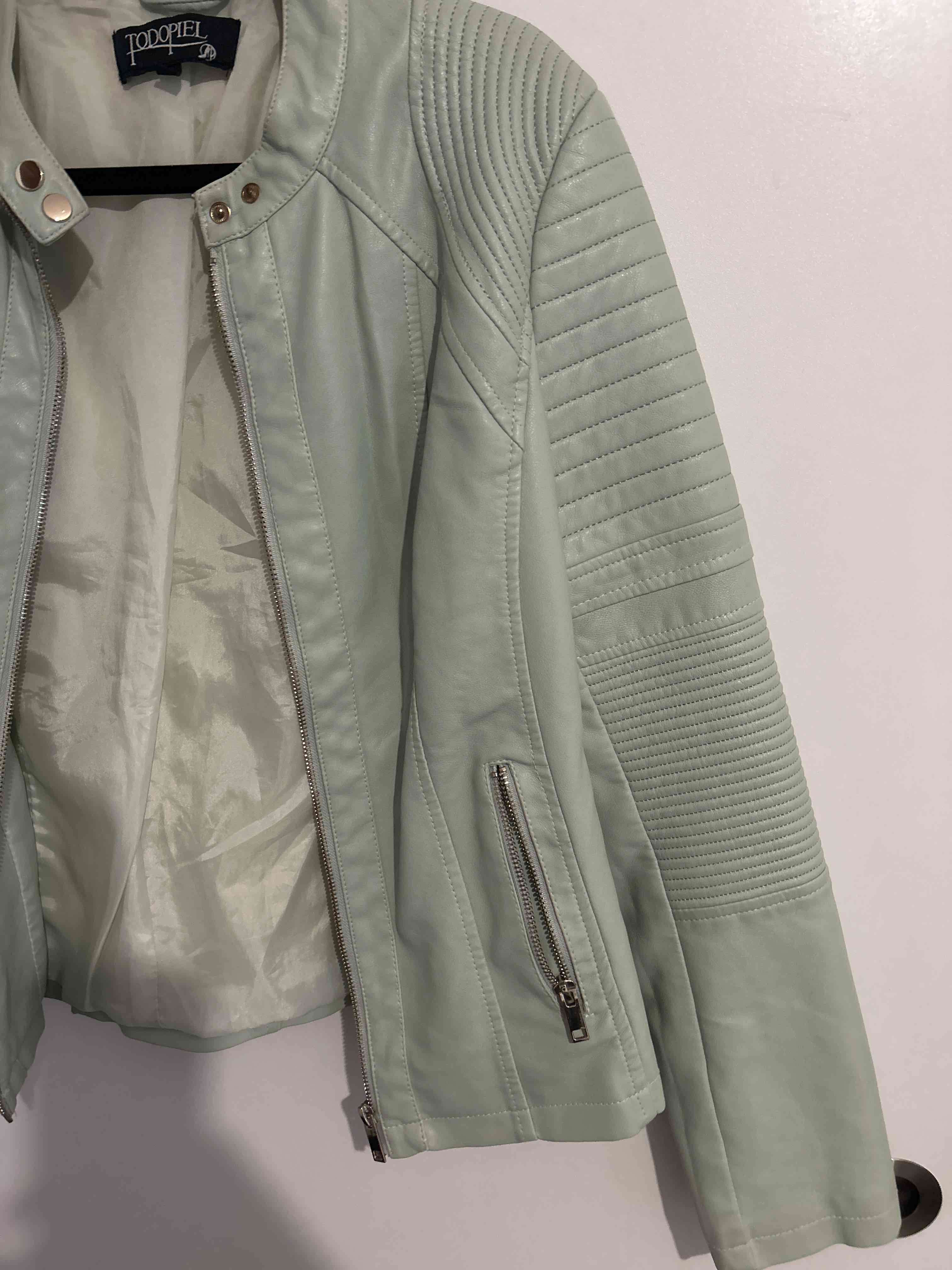 Chaqueta de cuero verde claro - miniatura 5