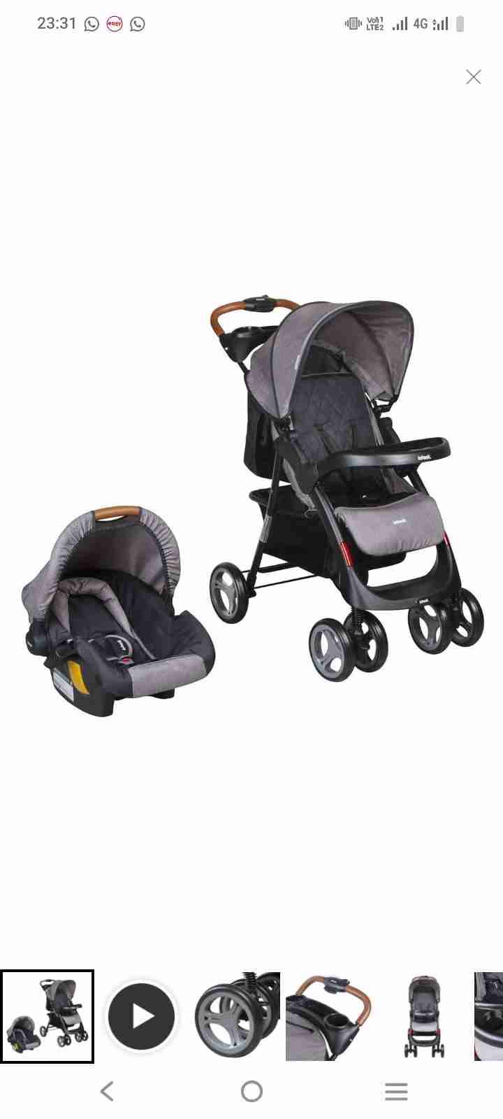 Coche y silla de auto gris