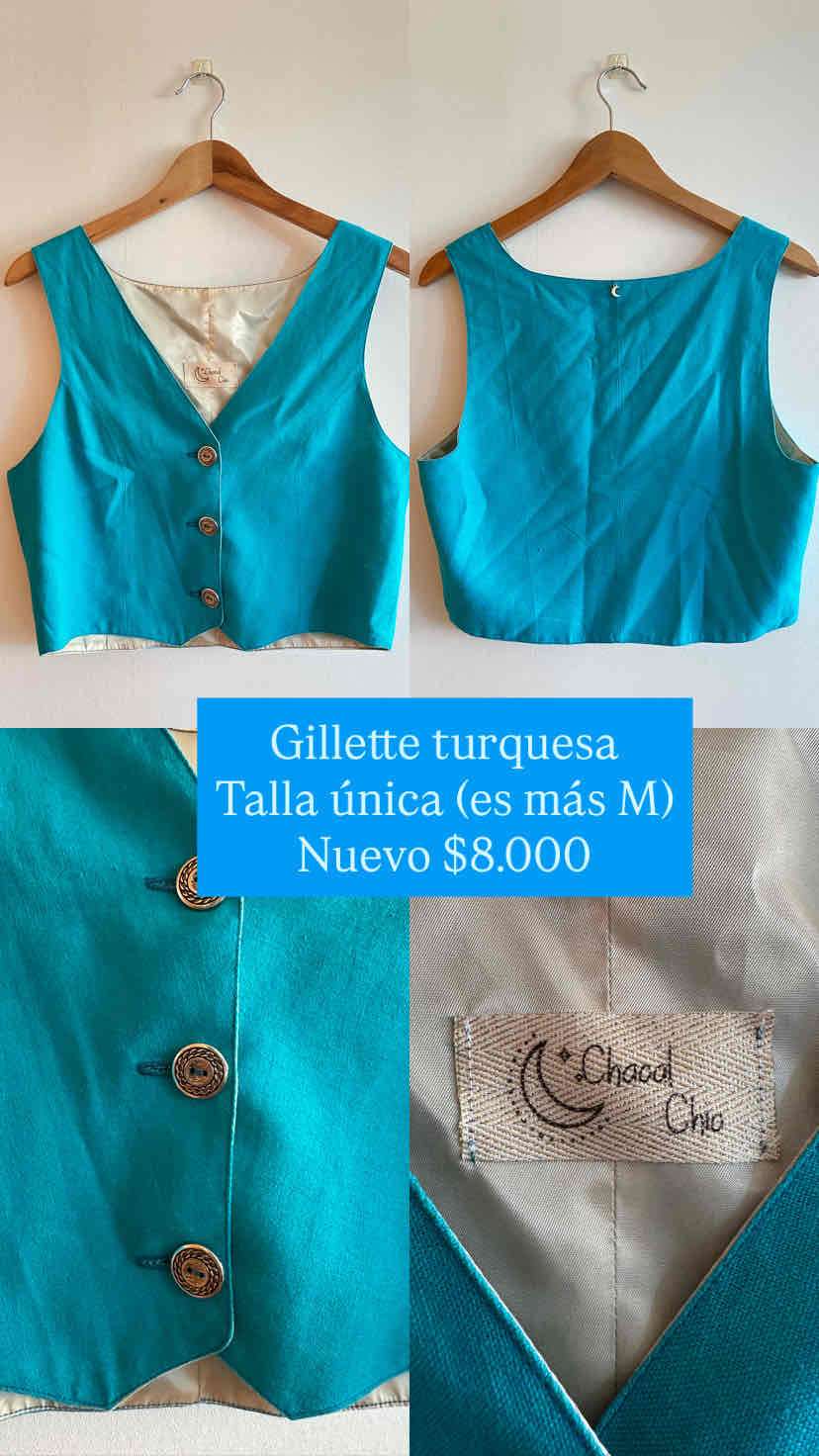 Chaleco turquesa con botones