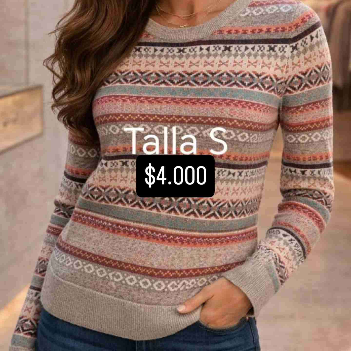 Suéter tejido multicolor - miniatura 1