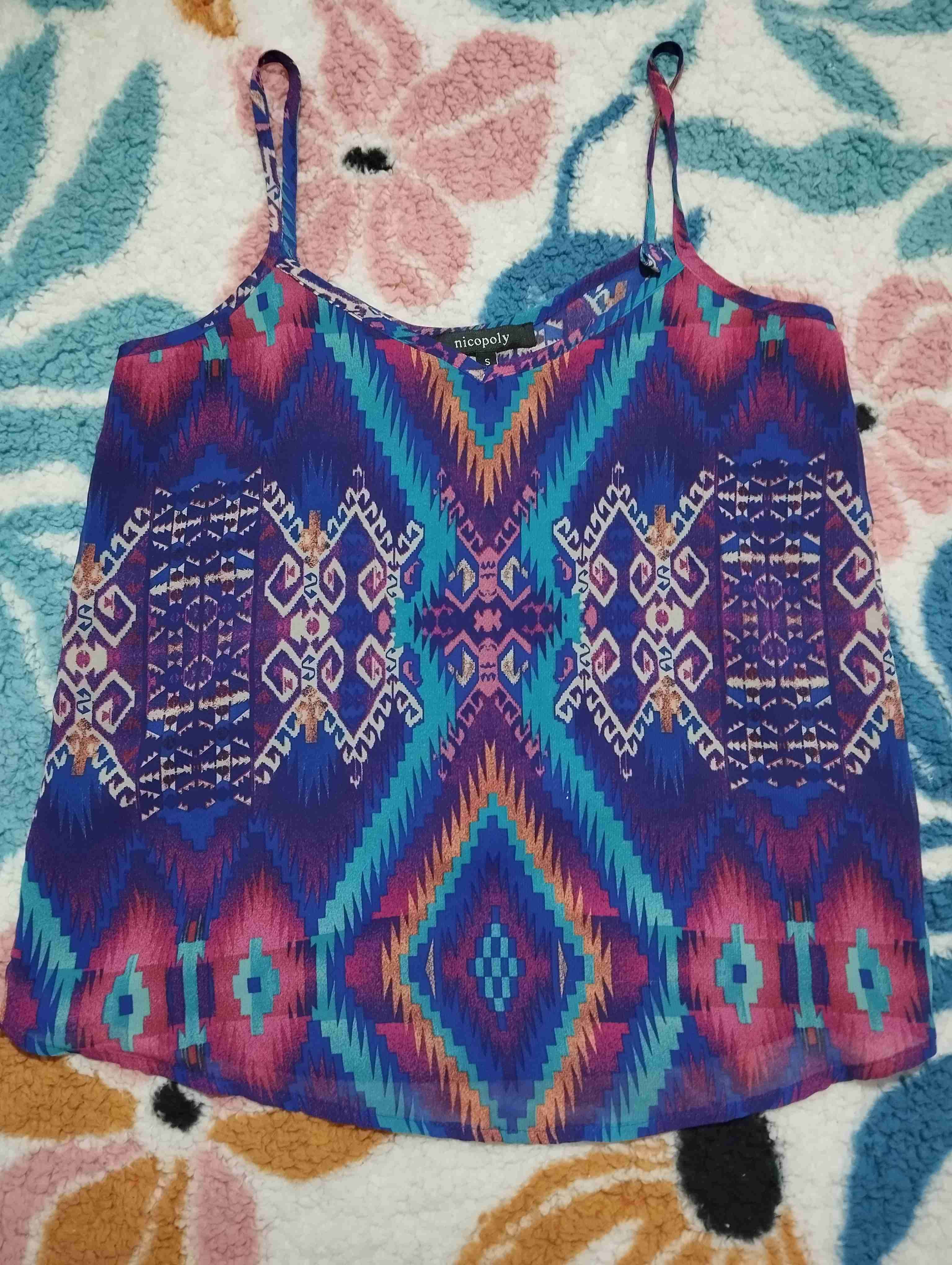 Polera tirantes estampado geométrico - 1