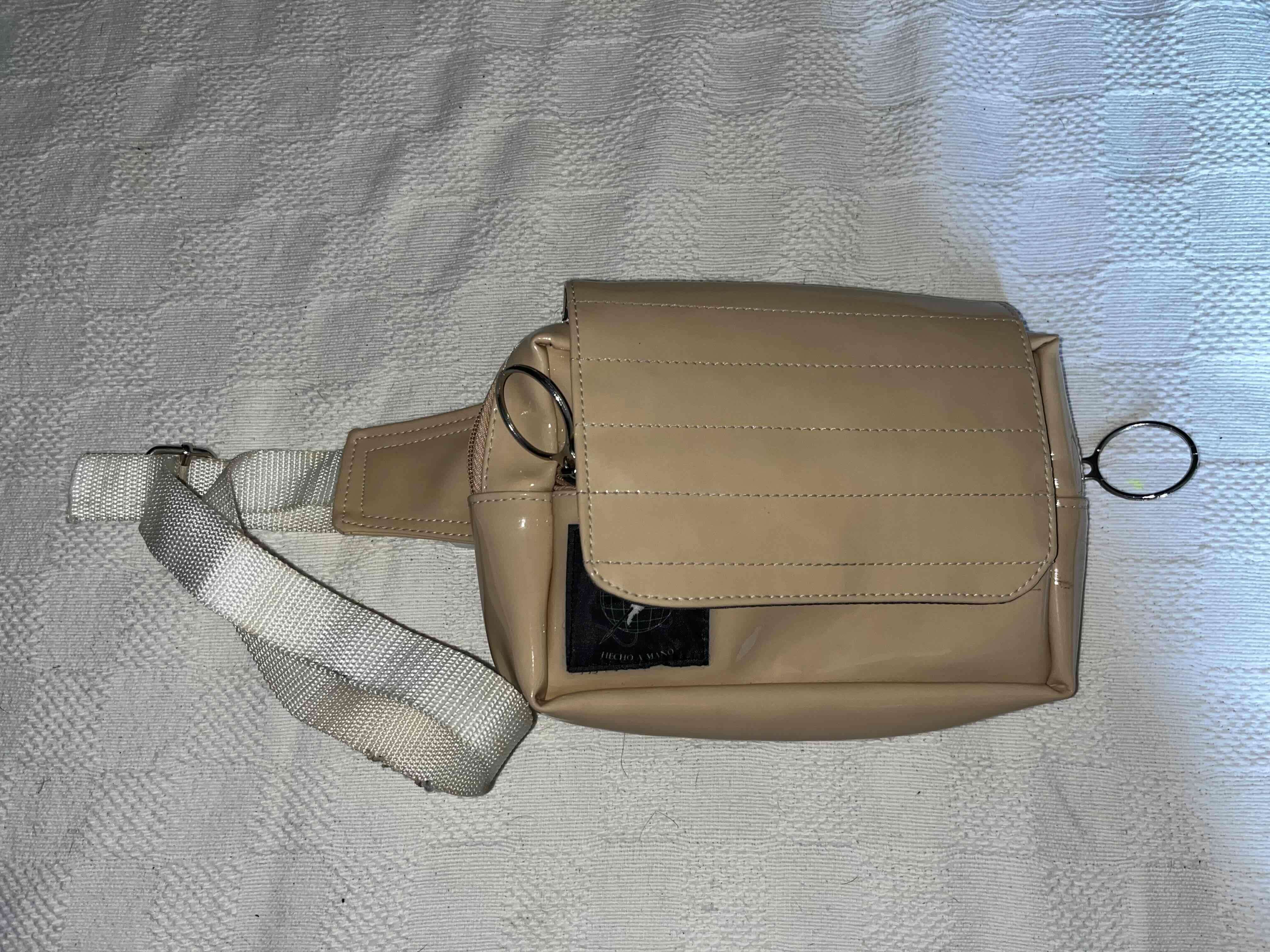 Riñonera beige con correa blanca - miniatura 1