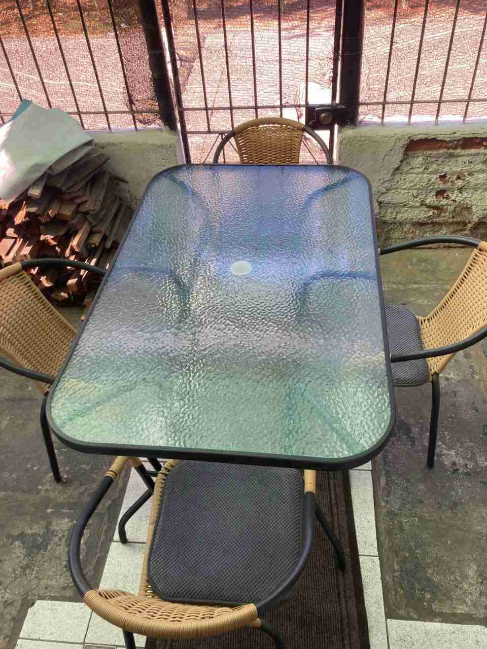 Conjunto de comedor exterior de vidrio con 4 cilla - miniatura 2