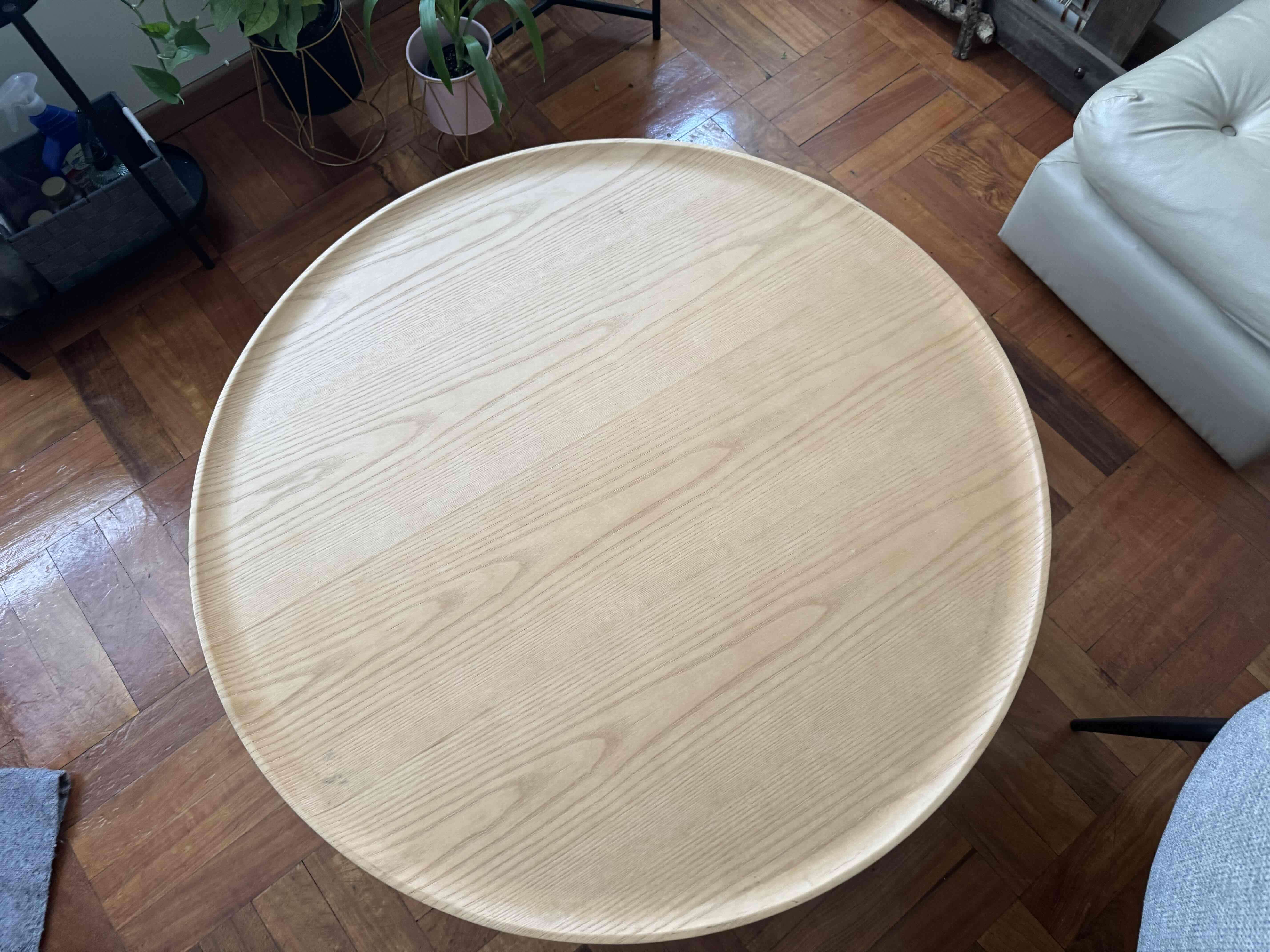Mesa de centro redonda madera clara - 3