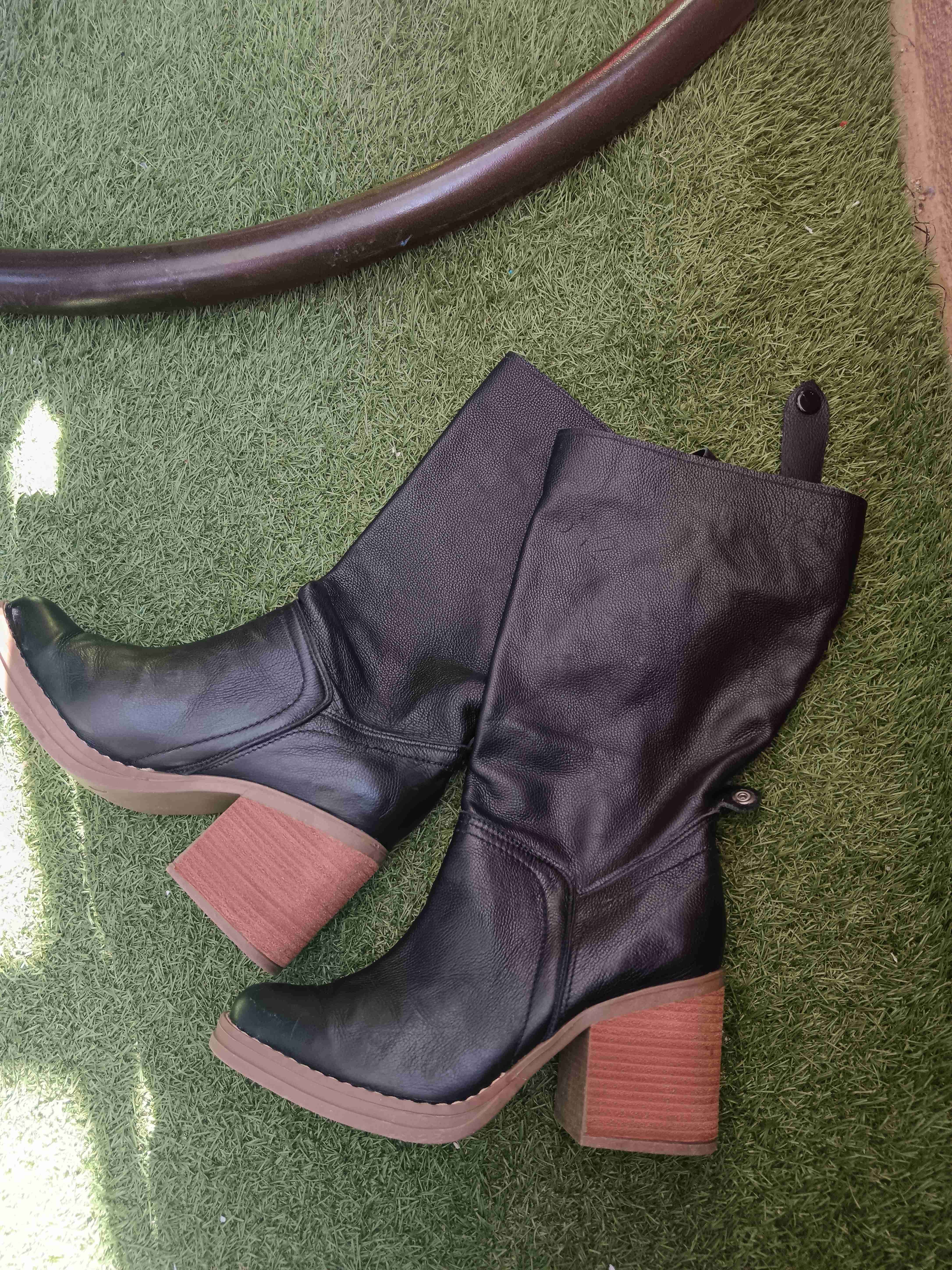 Botas de cuero negro mujer - miniatura 5