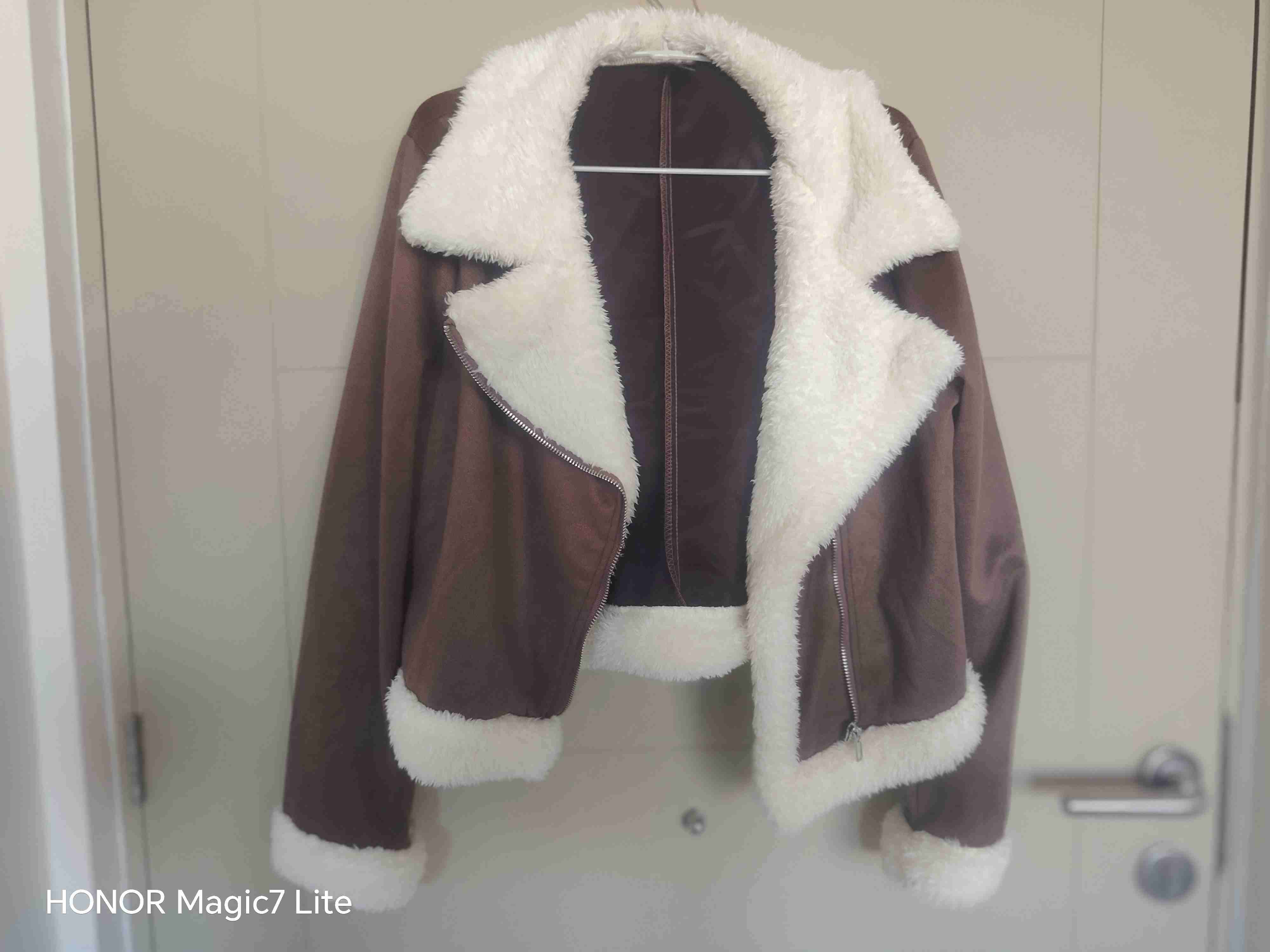 Chaqueta larga a cuadros beige - 2
