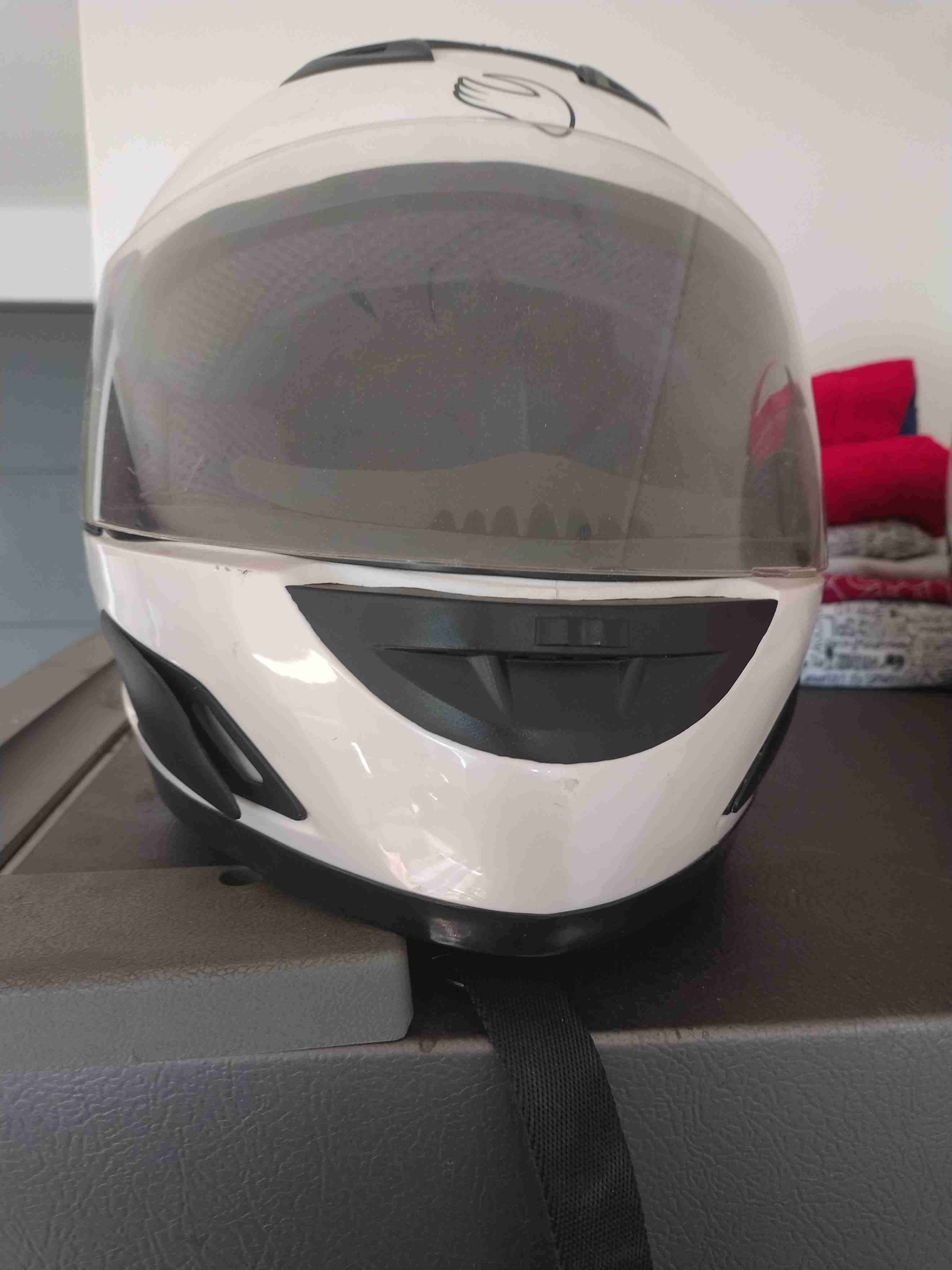 Casco integral blanco para moto - miniatura 1