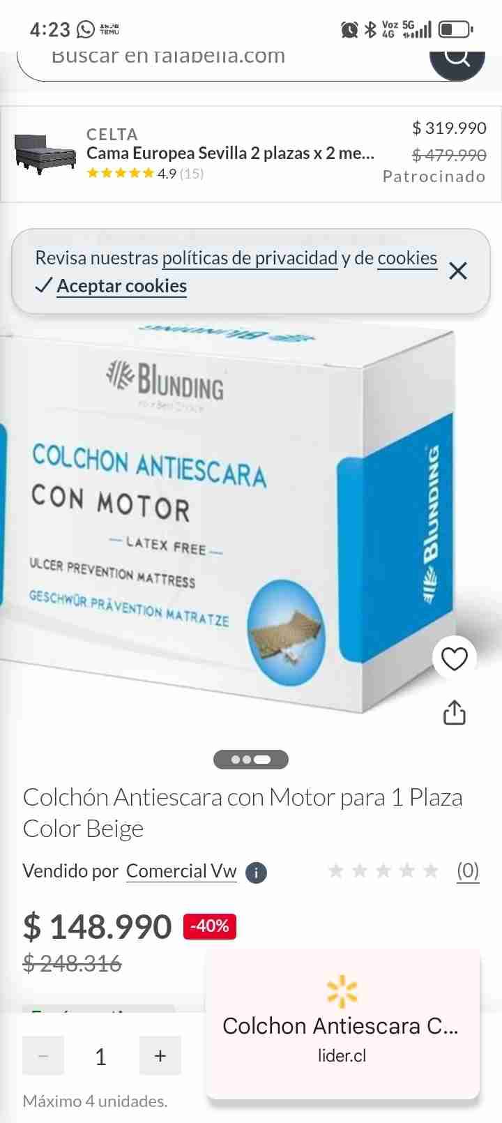 Colchón Anti-escara Blunding Beige - miniatura 2