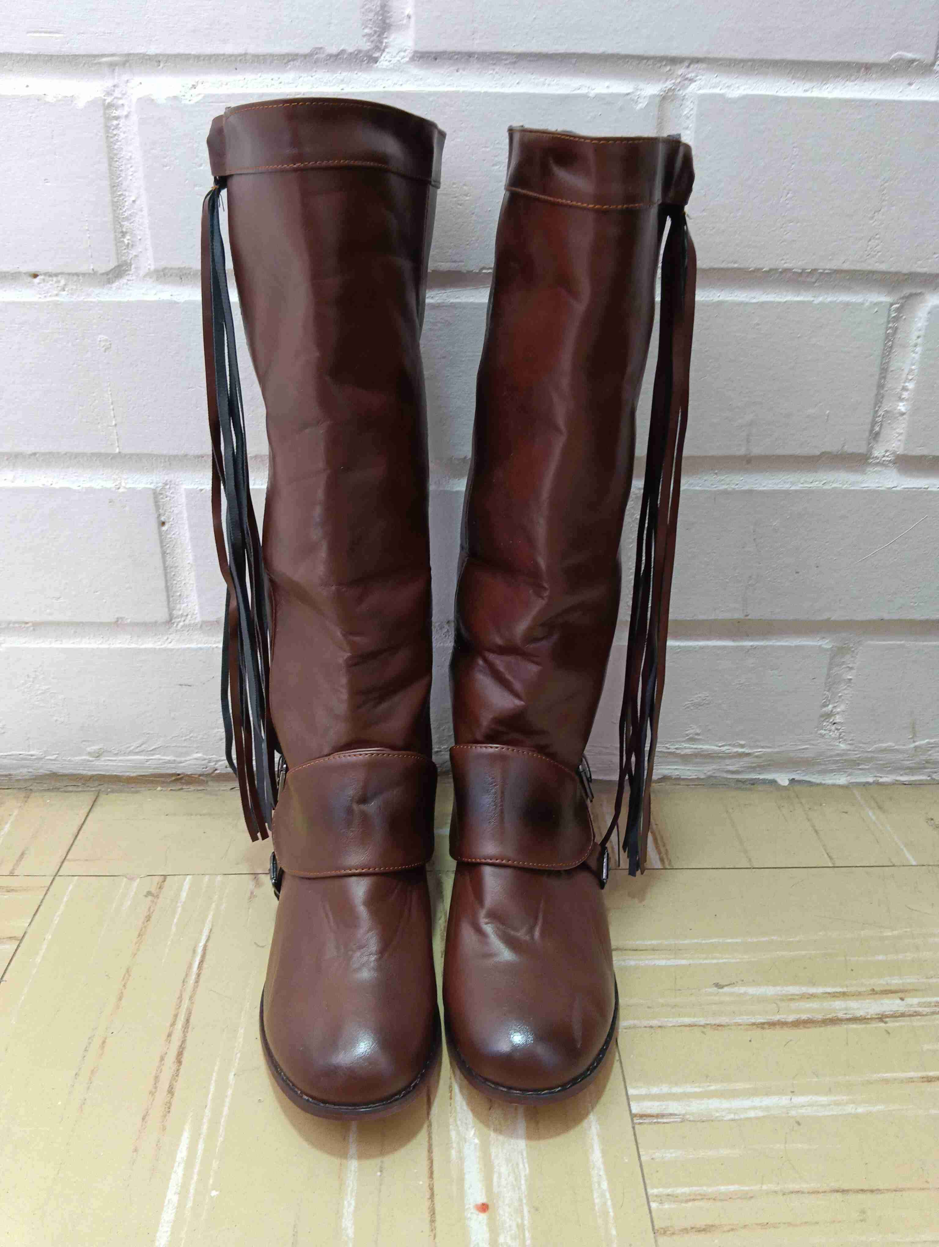 Botas altas marrones con flecos - miniatura 4