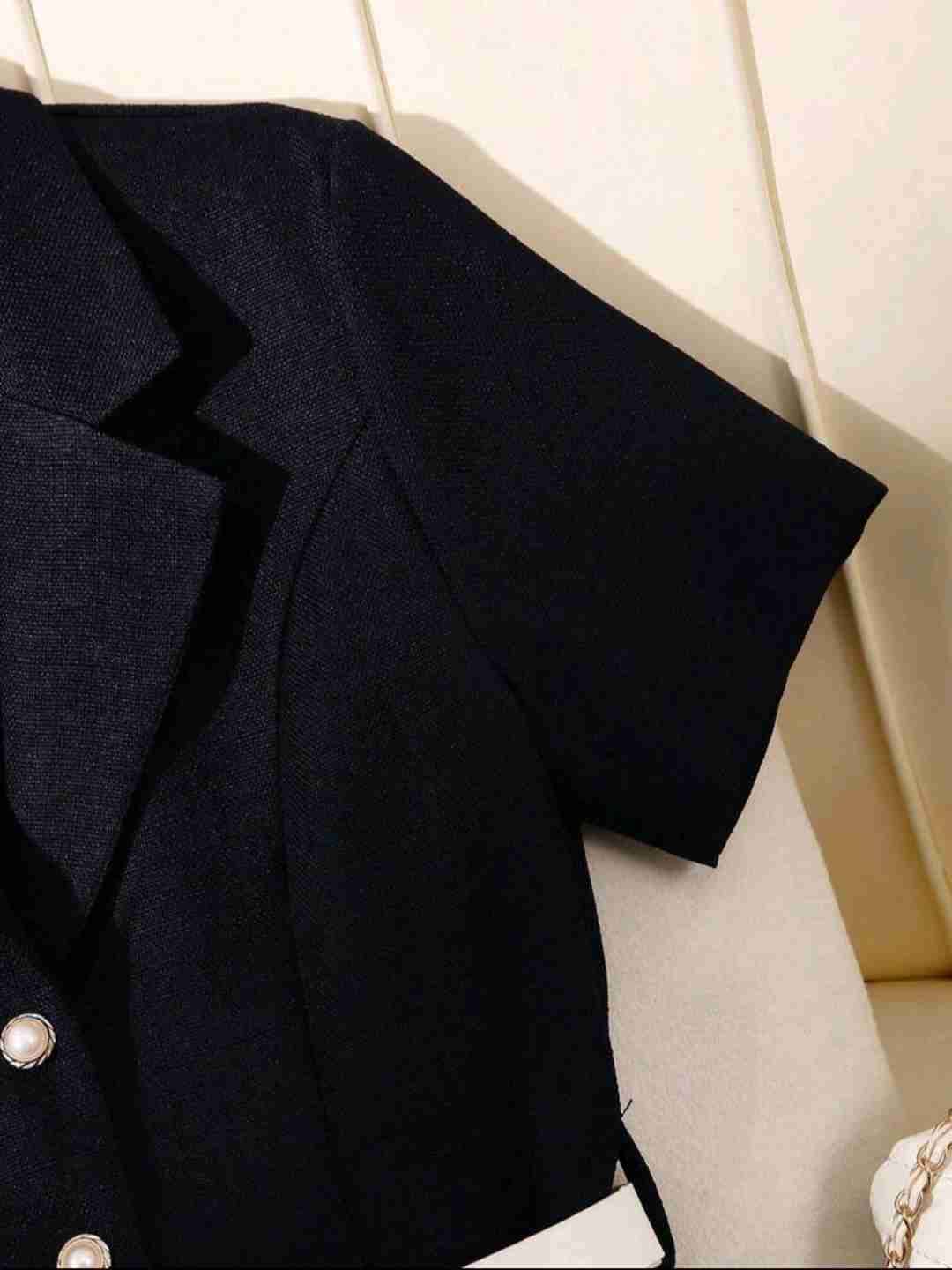 Vestido azul marino sin cinturón - miniatura 3