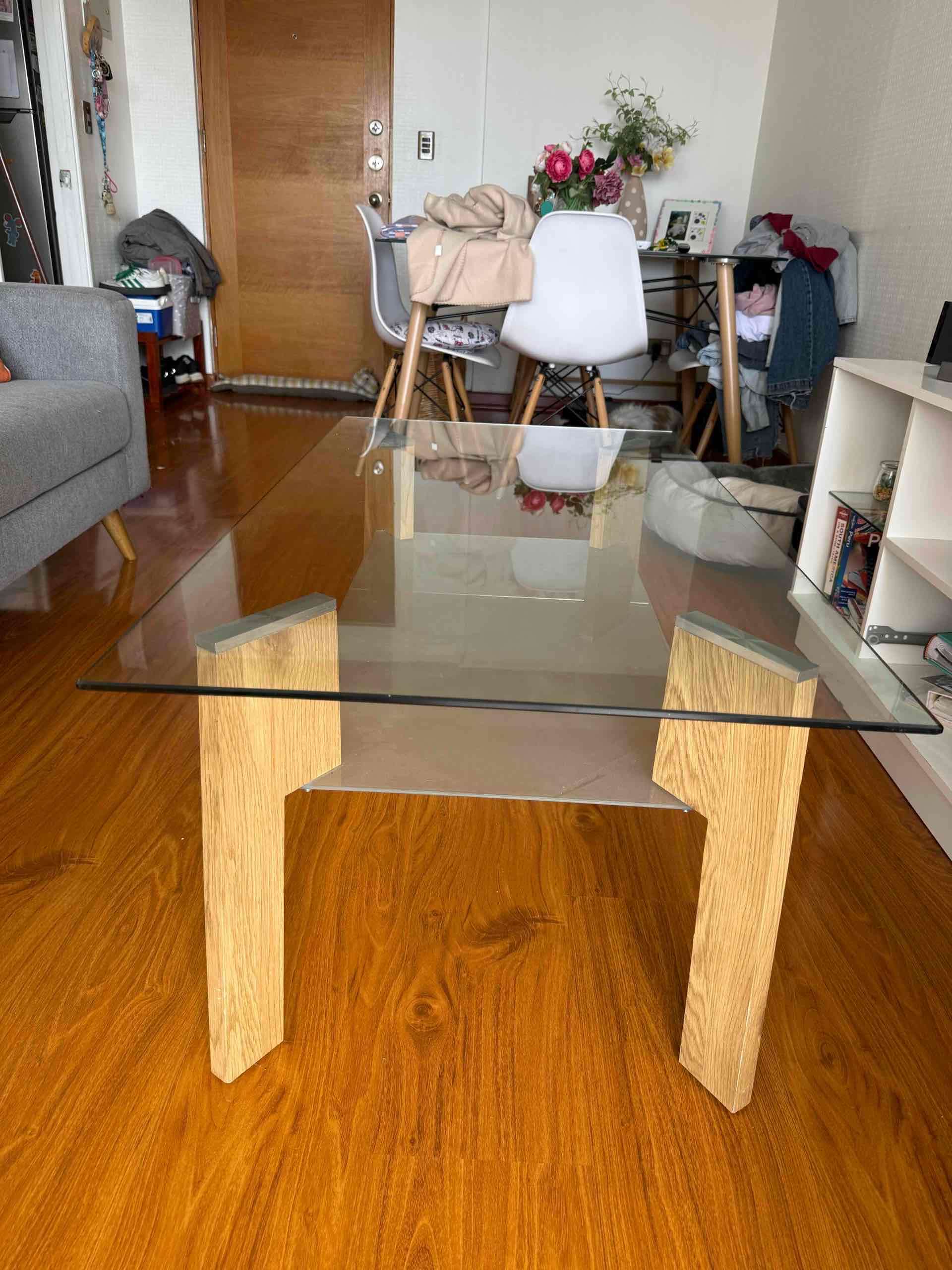 Mesa de centro vidrio y madera - miniatura 2