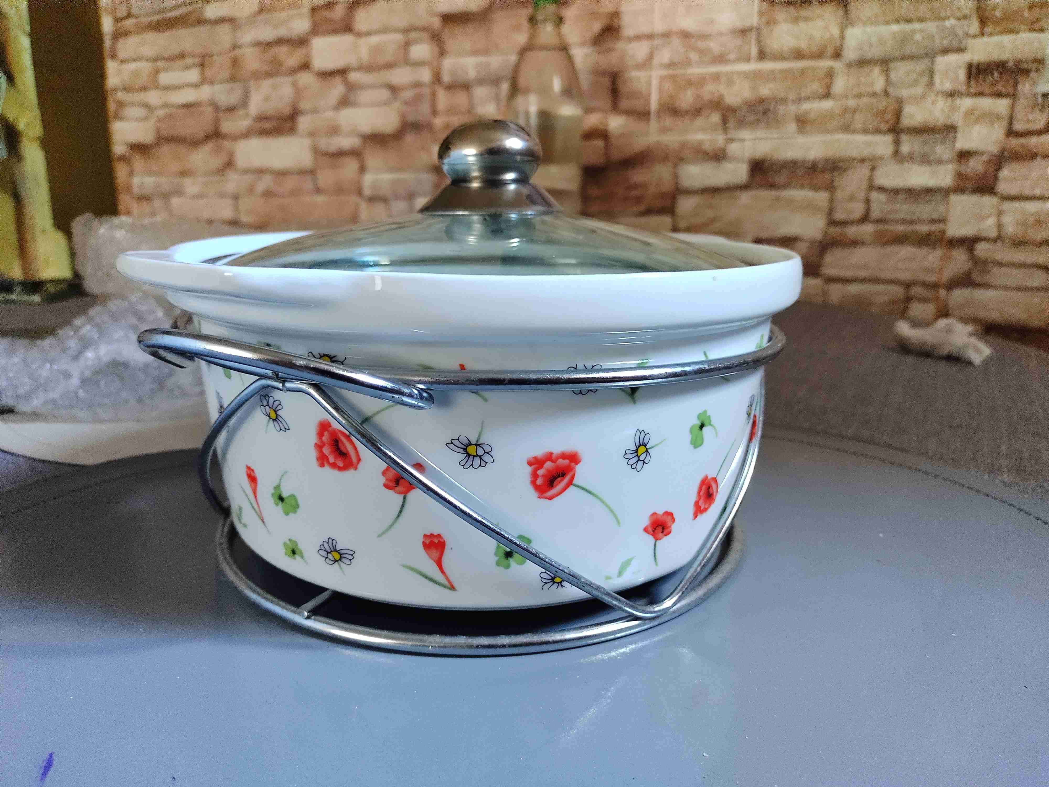 Olla esmaltada con estampado floral - miniatura 2