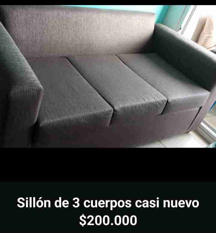 Sofá de 3 cuerpos gris - miniatura 1