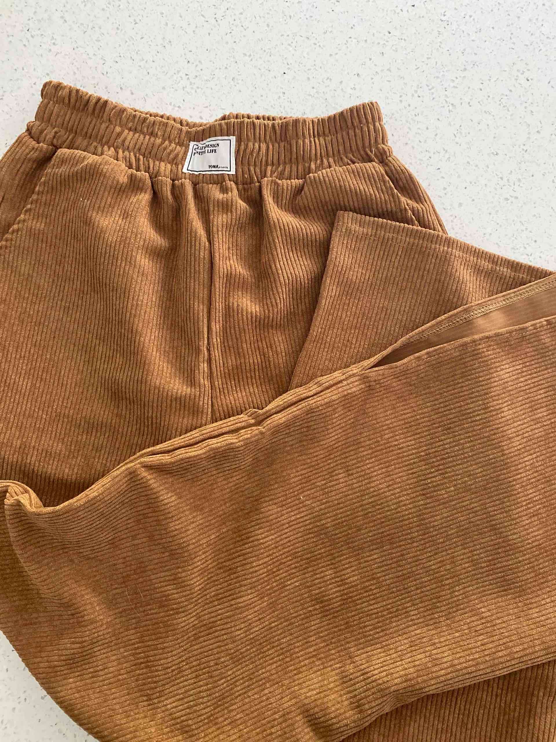 Pantalones café de cotele - miniatura 3