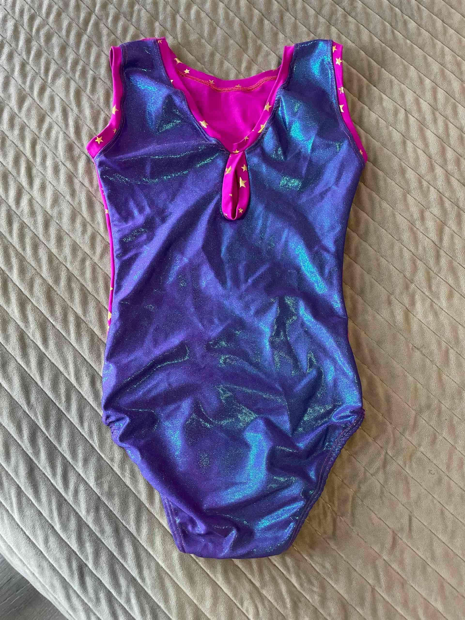 Leotardo de gimnasia rosa con estrellas talla 10 - miniatura 2