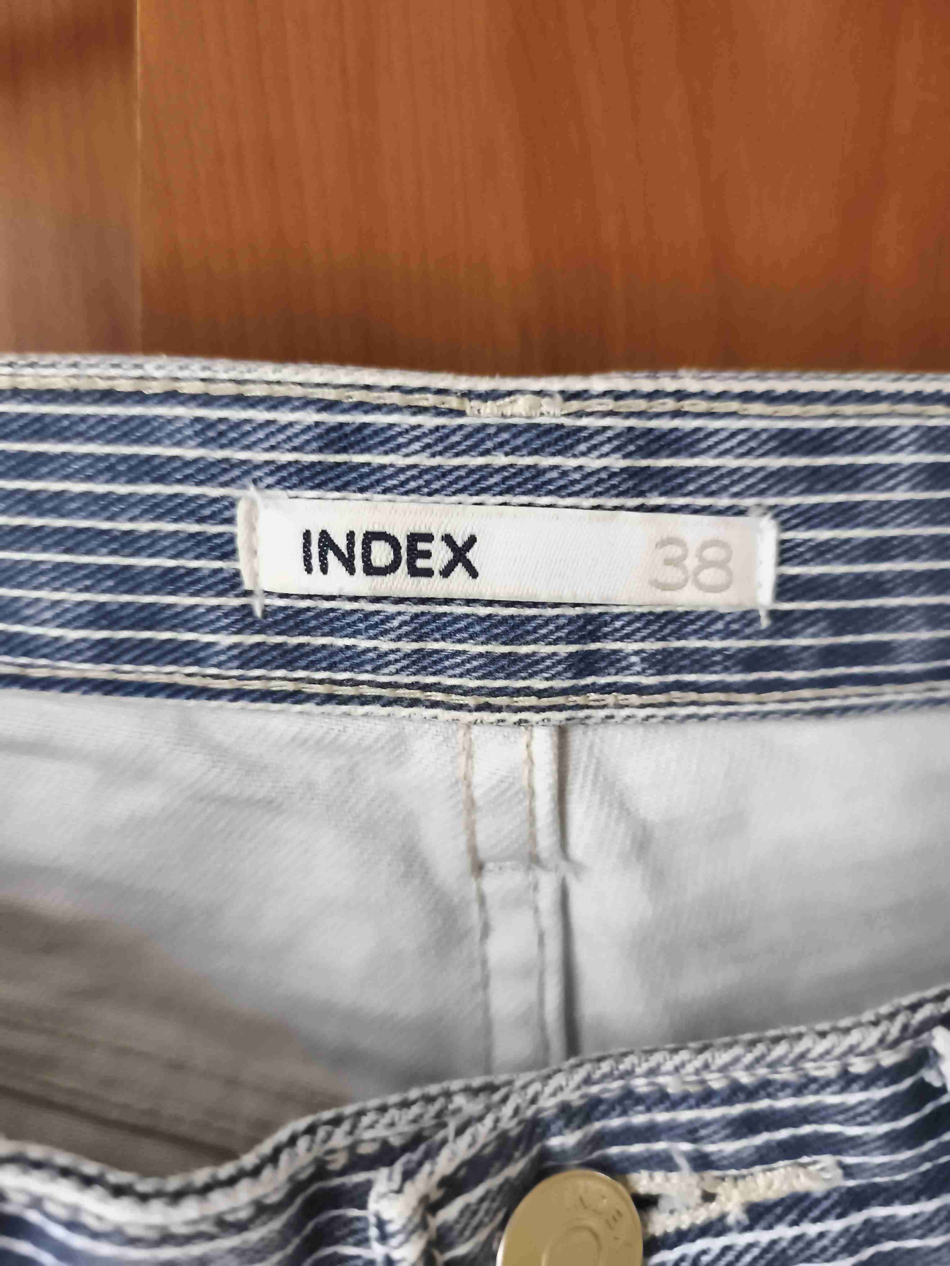 Jeans a rayas azul y blanco marca Index - miniatura 2
