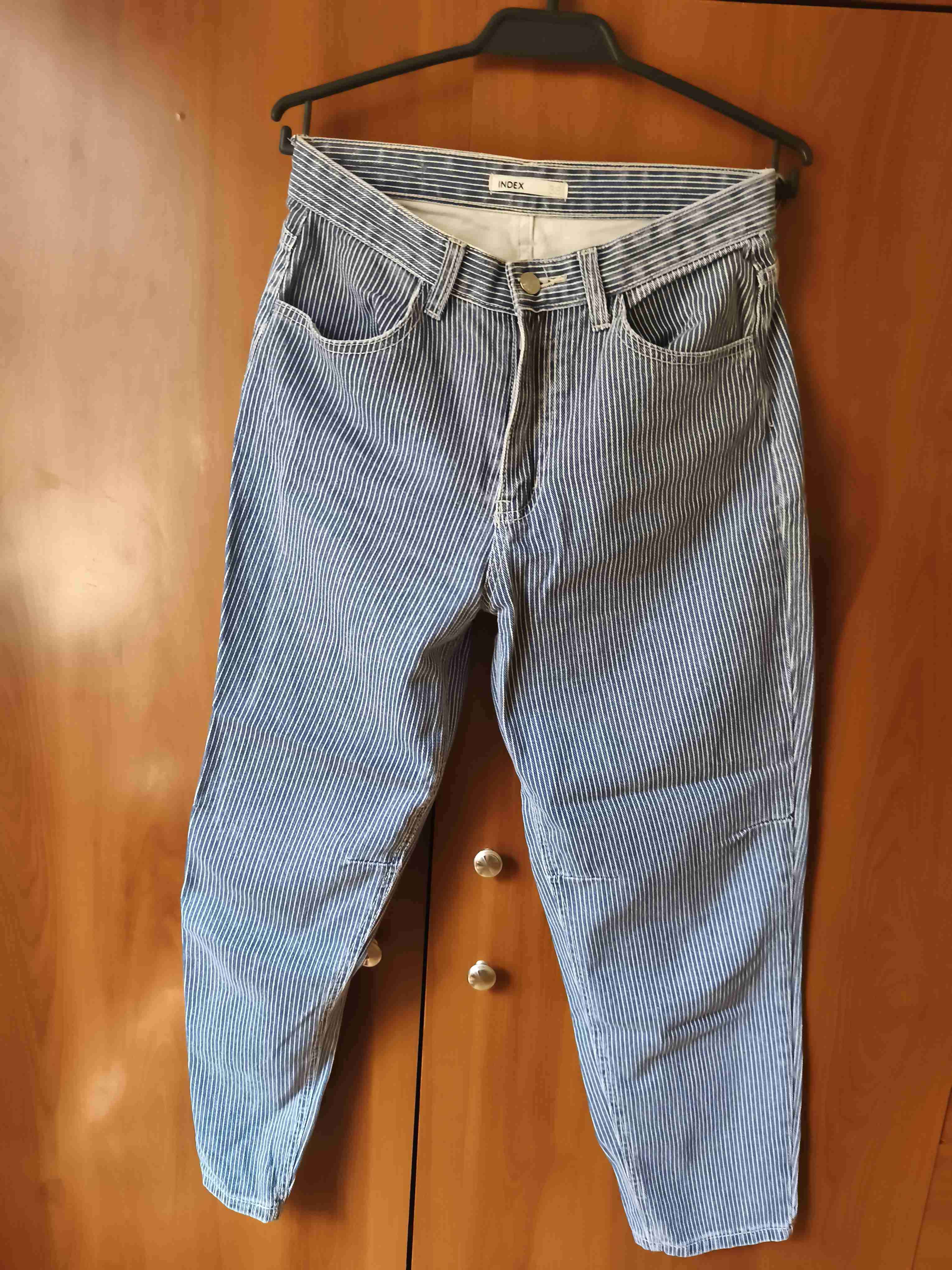 Jeans a rayas azul y blanco marca Index - miniatura 4