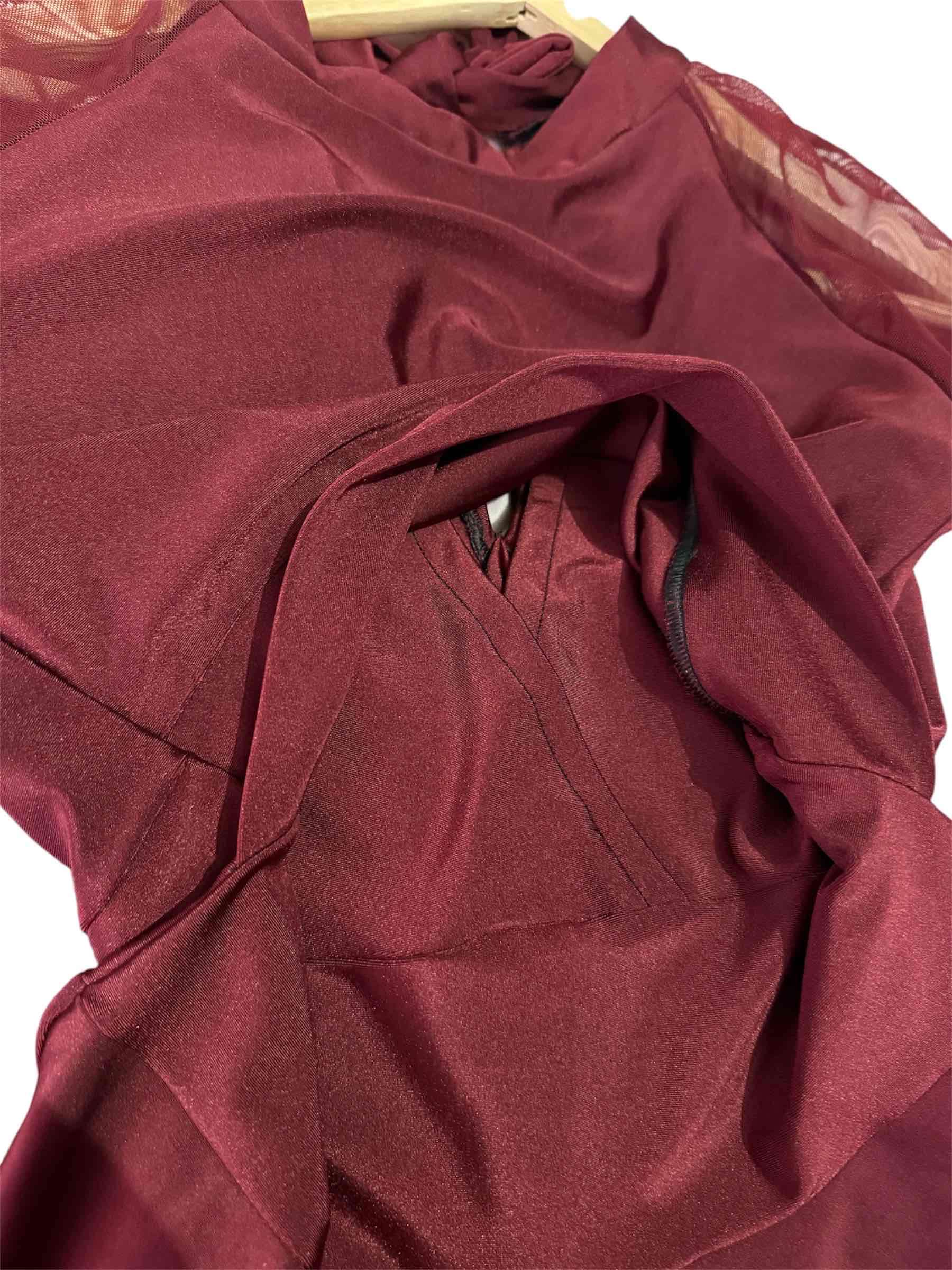 Vestido burdeo elegante lactancia - miniatura 4