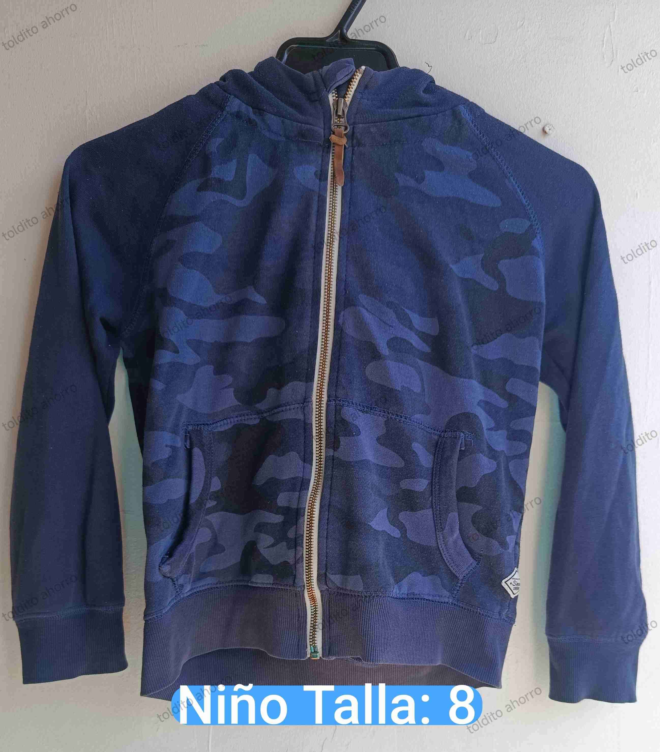 Polerón niño camuflado azul talla 8
