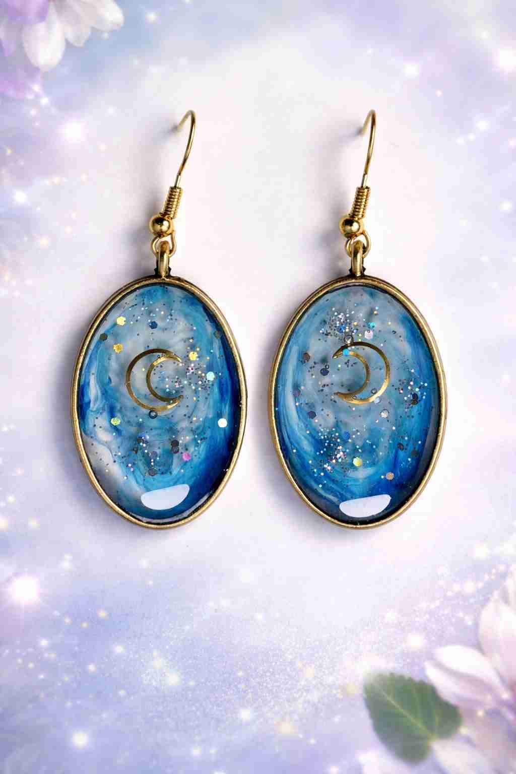 Aros colgantes azul lunares - 1