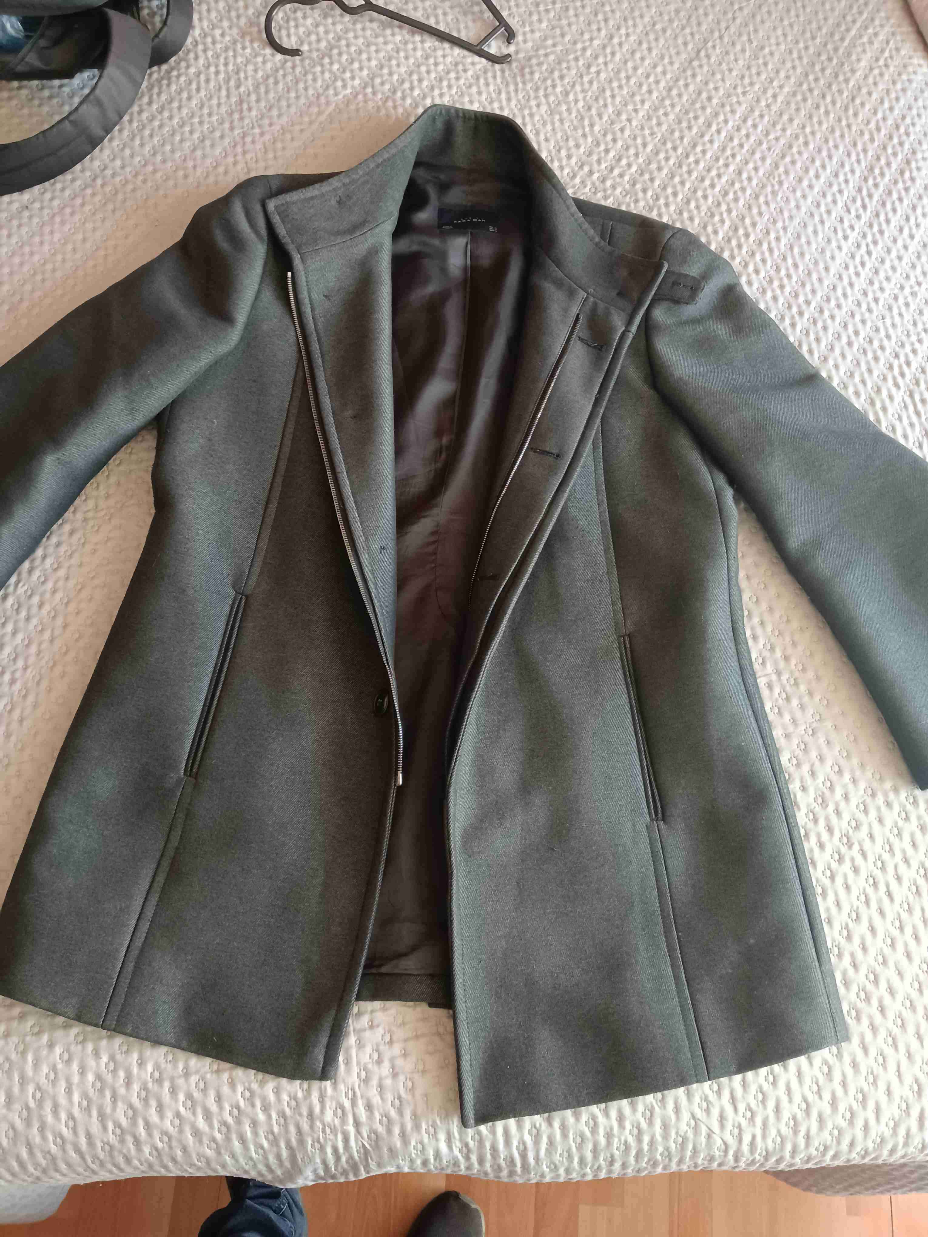 Abrigo hombre zara gris oscuro XL - 1