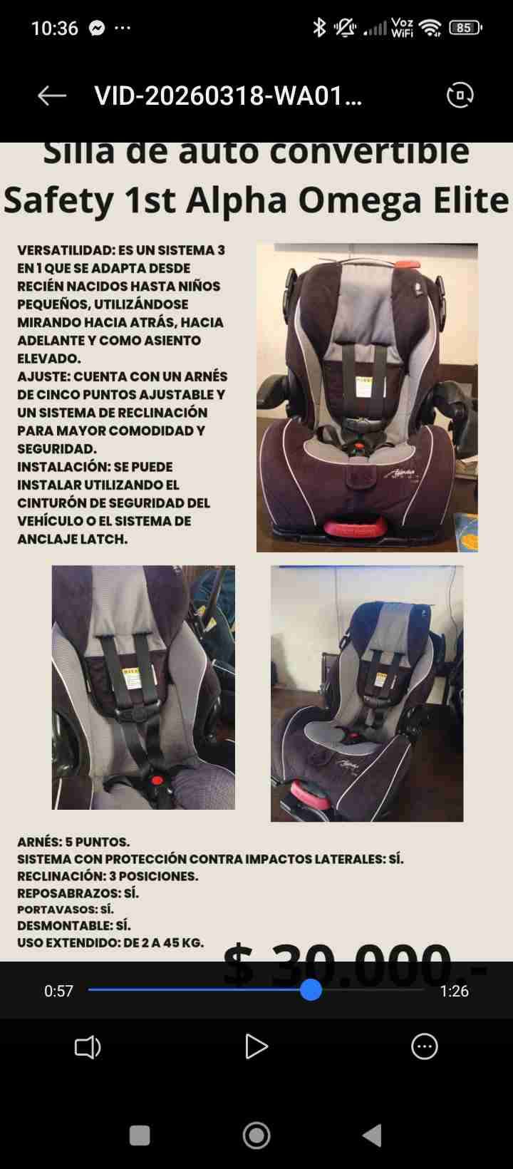 Silla de auto para bebé negra - 4