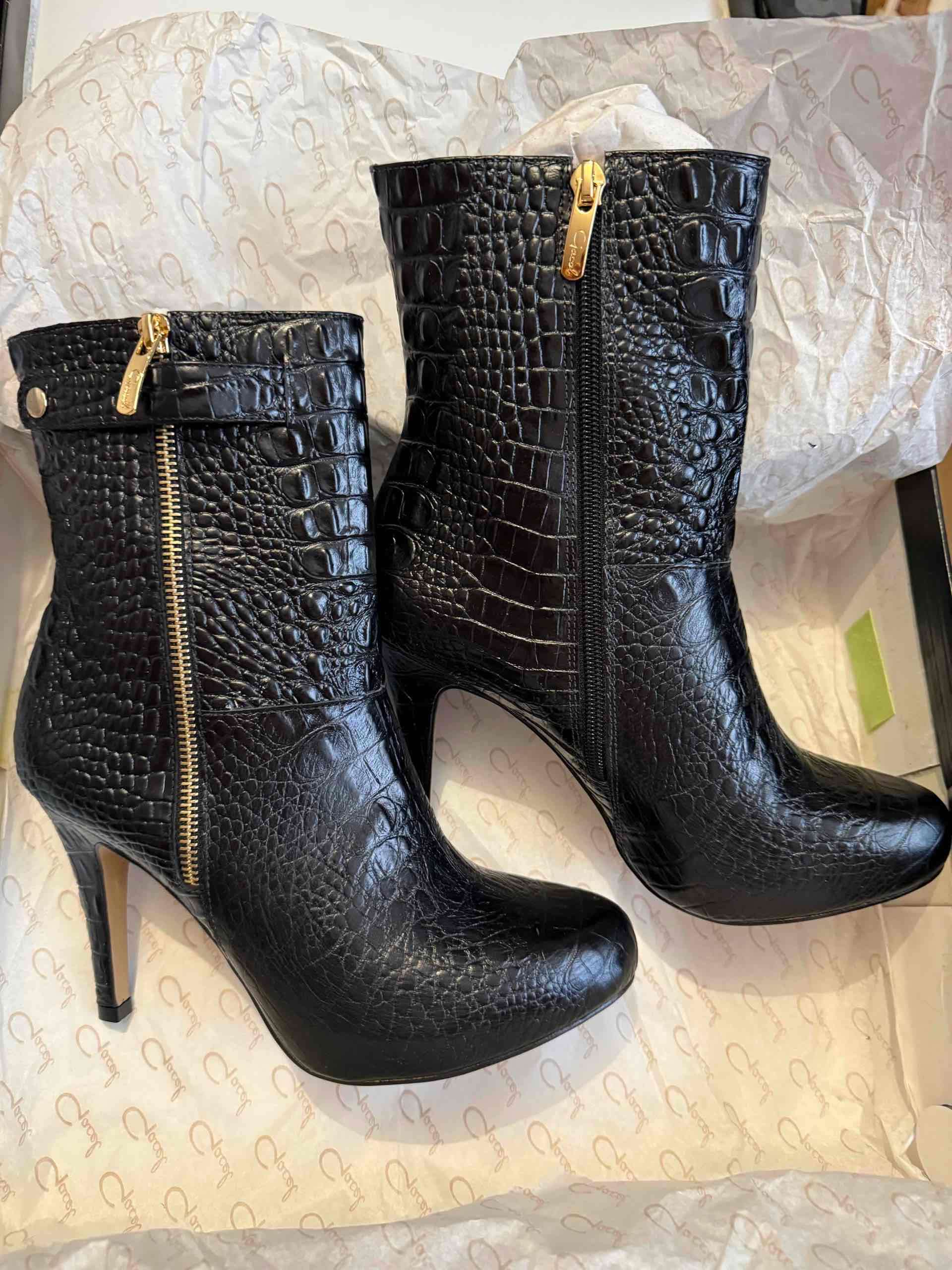 Botas de tacón negro con textura GACEL - 1