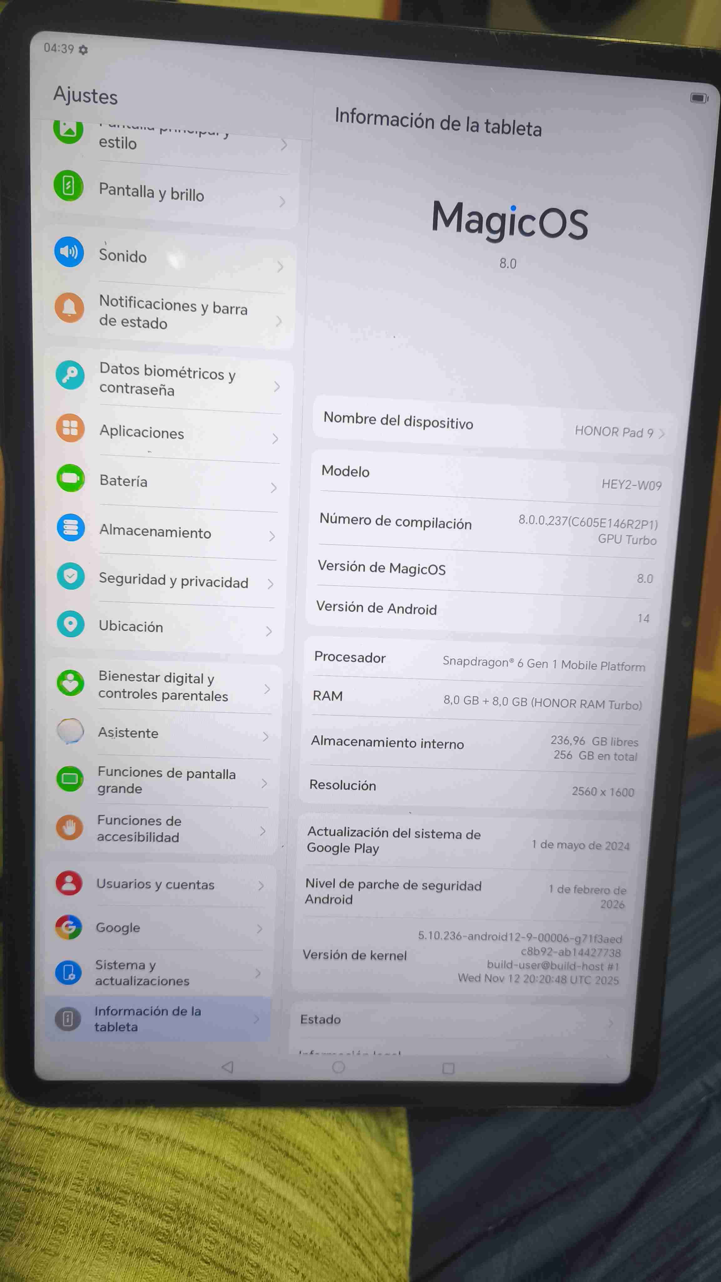 Tablet Honor Pad 9 - 1