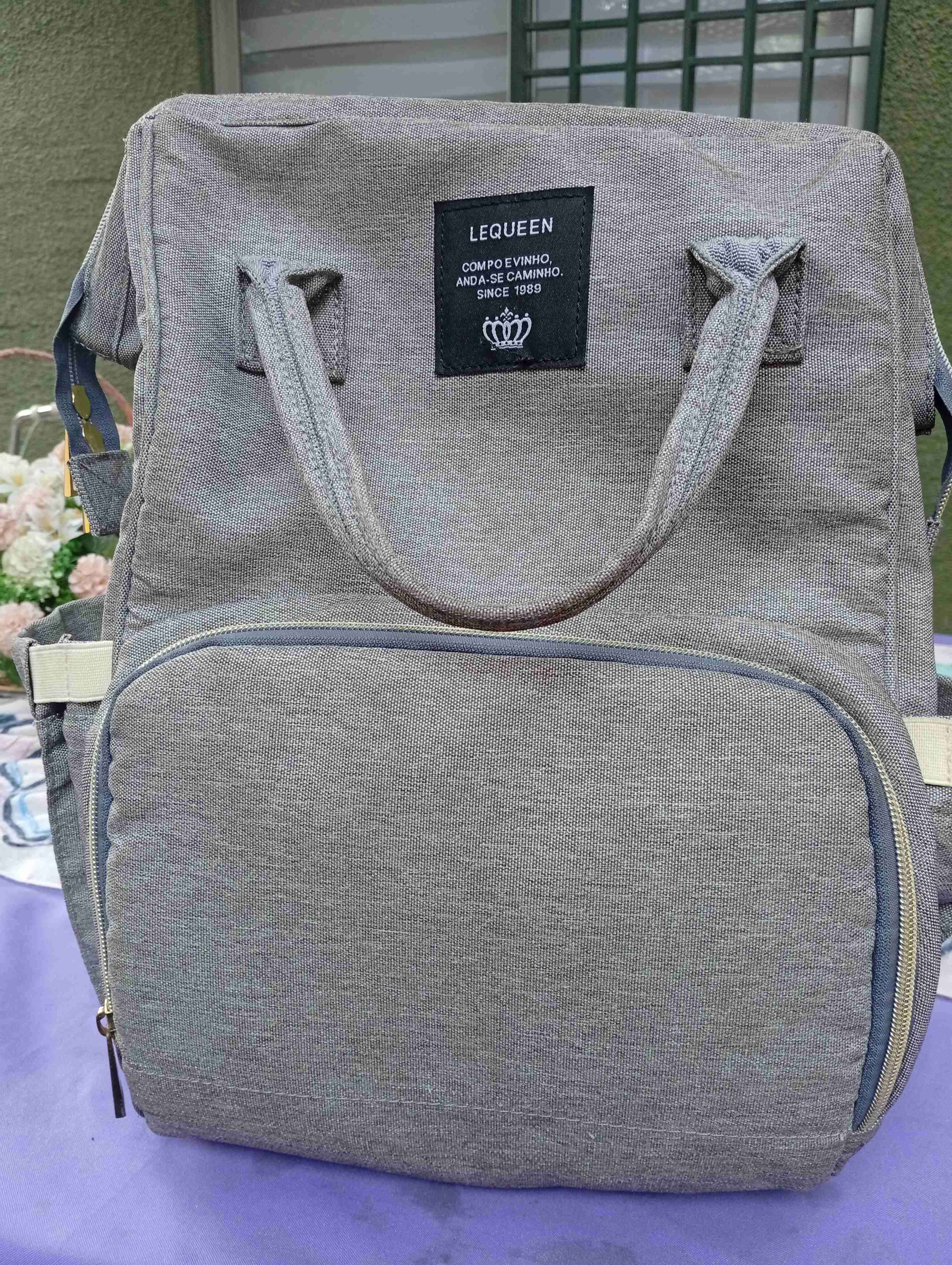 Mochila maternal gris Lequeen - miniatura 2