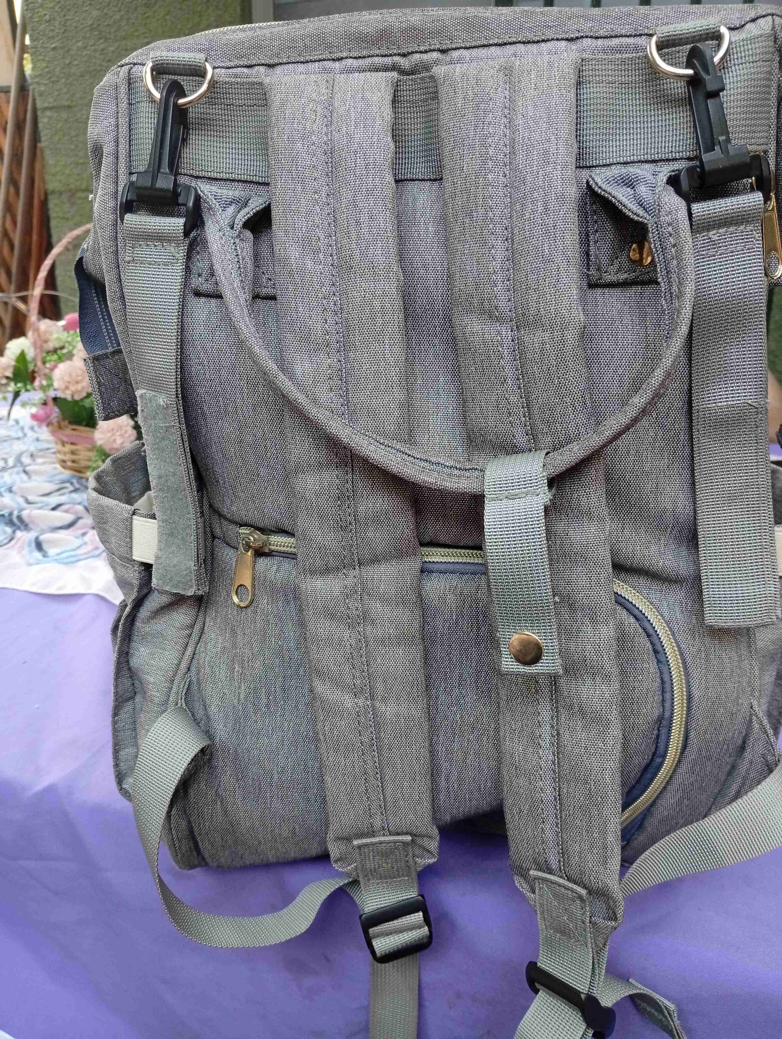 Mochila maternal gris Lequeen - miniatura 3