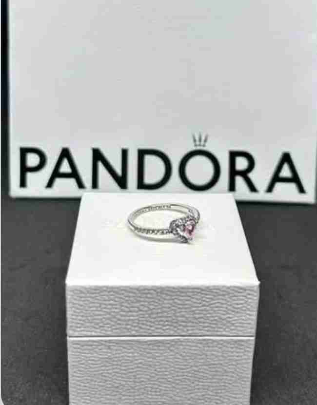 Anillo Pandora  Corazón con piedra rosa