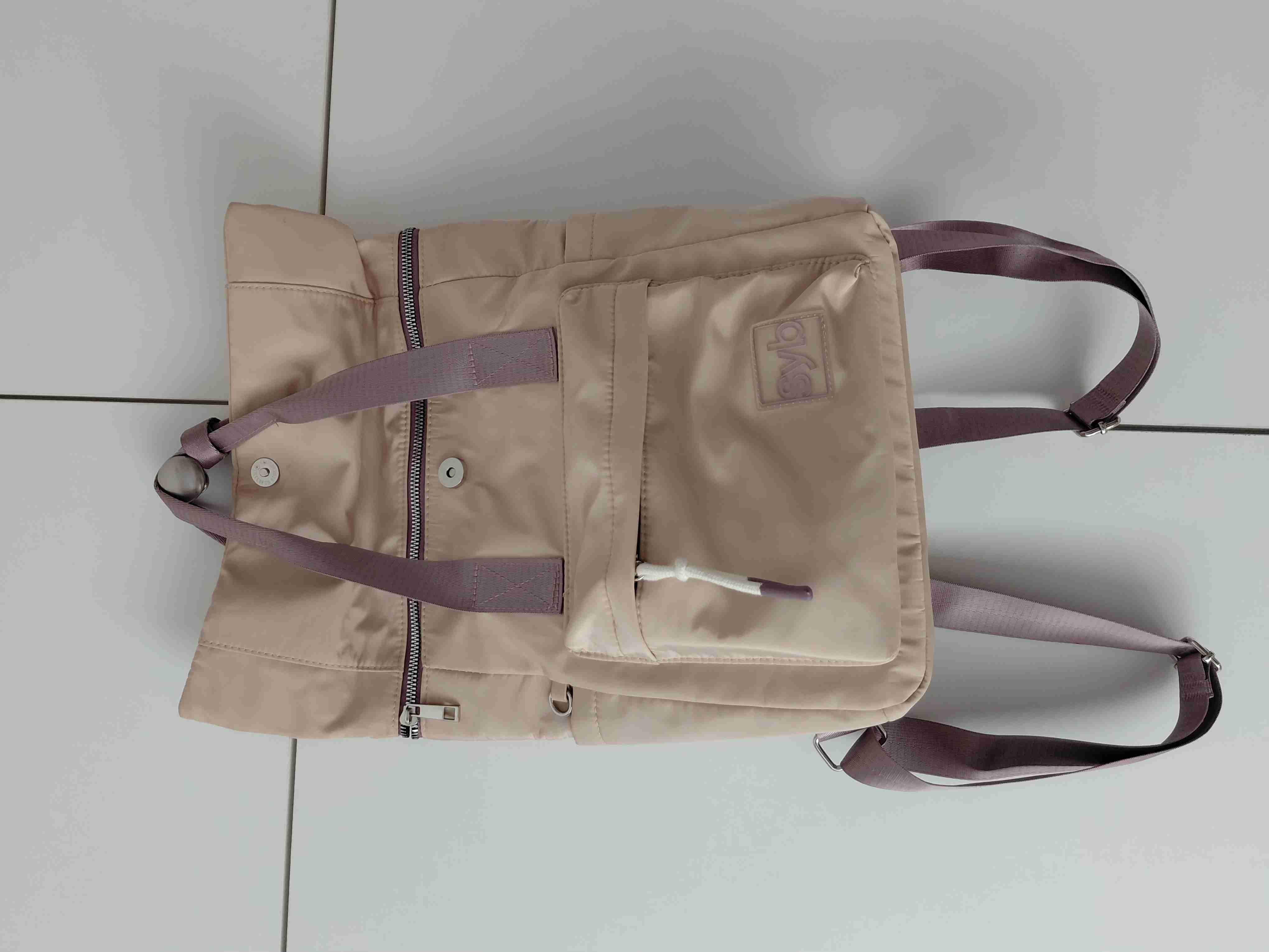 Mochila beige con morado - miniatura 3