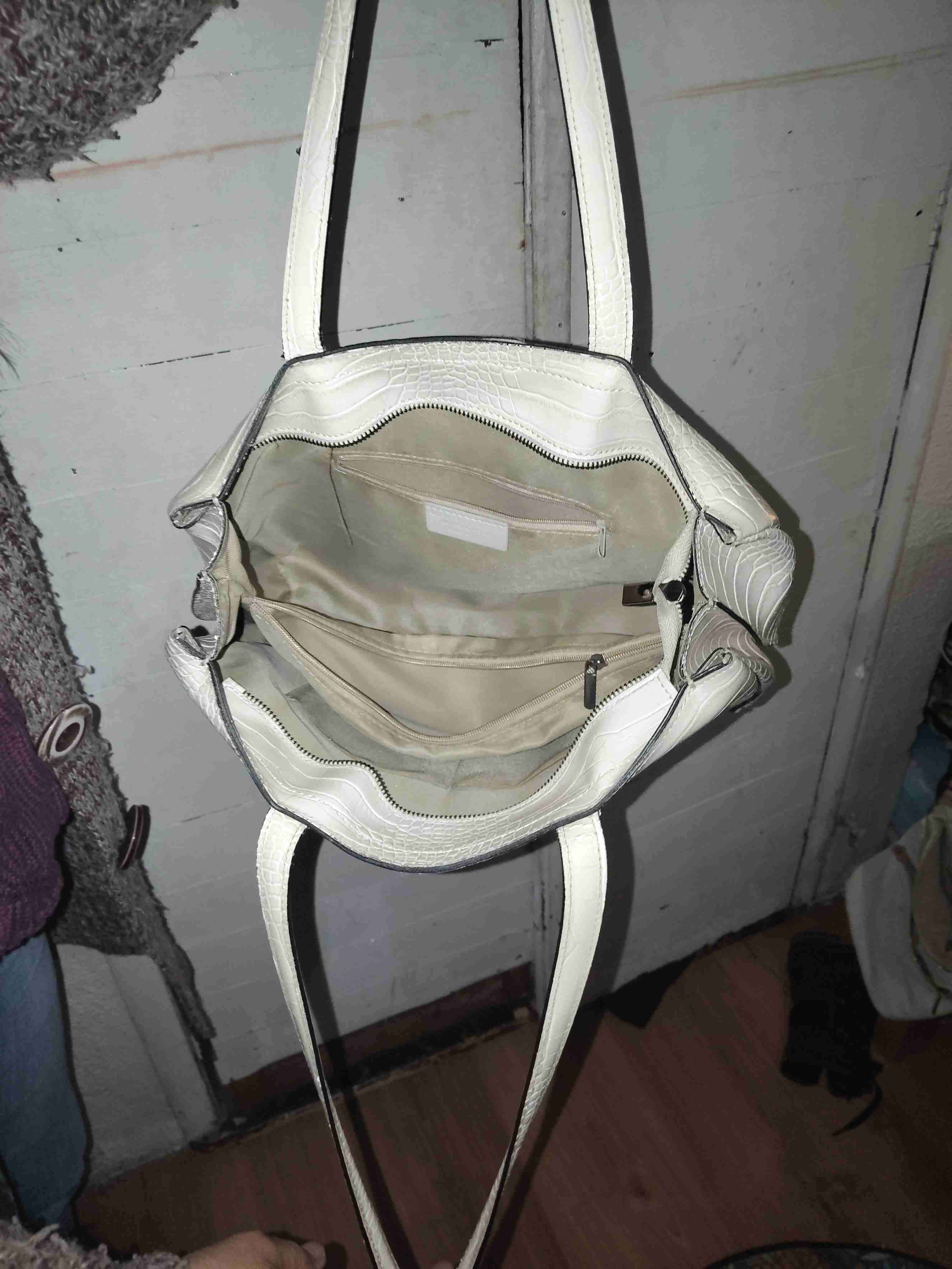 Cartera de cuero sintético beige - 2