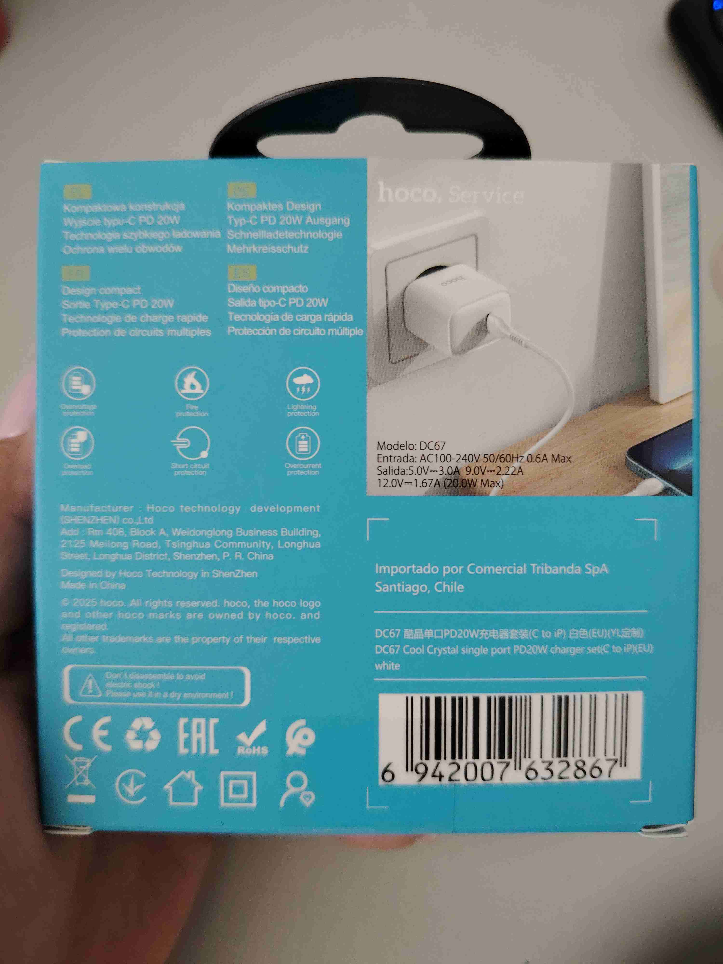 Cargador USB Hoco 20W DC67 - 3