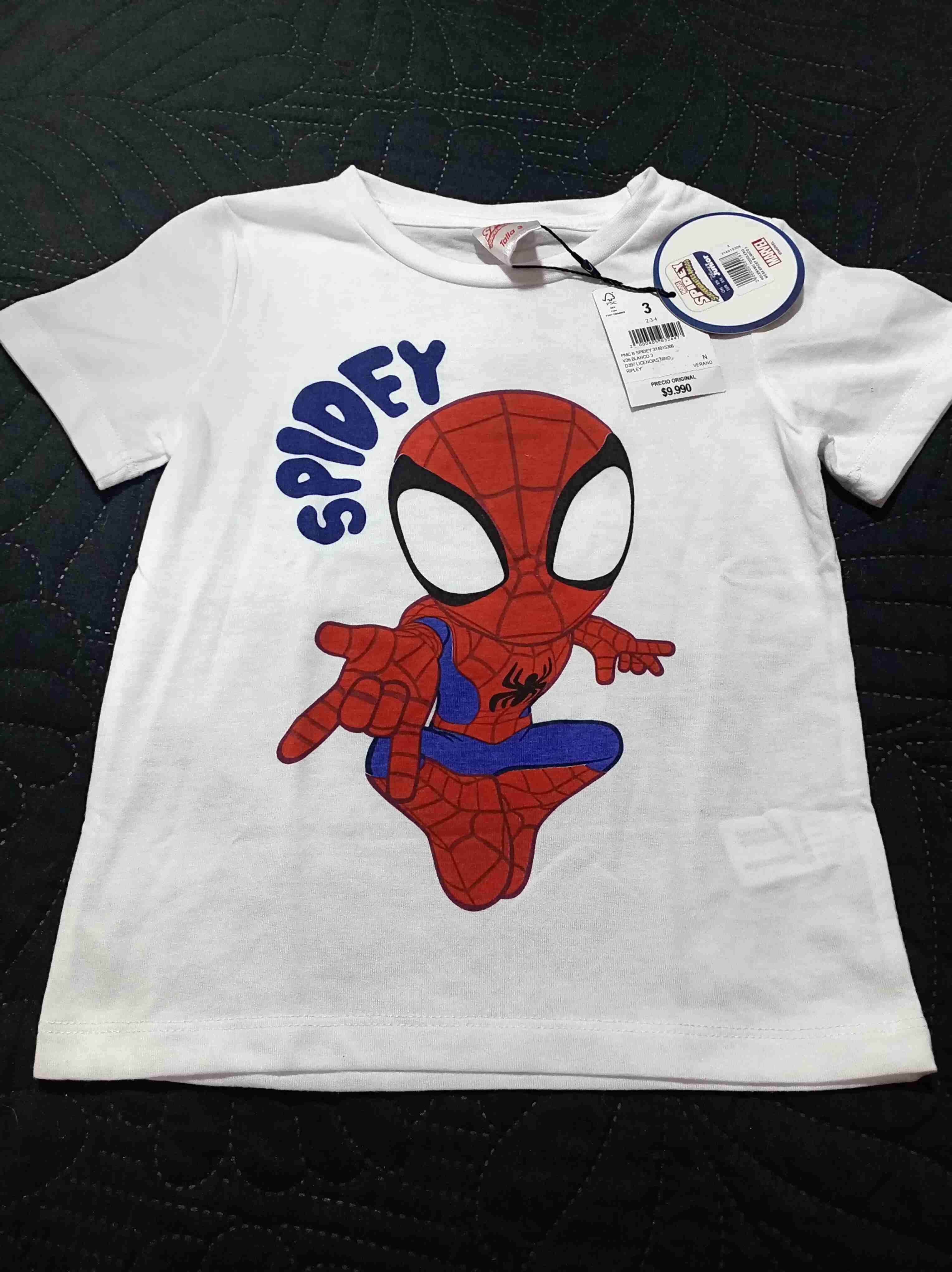 Polera Spidey infantil blanca talla 3