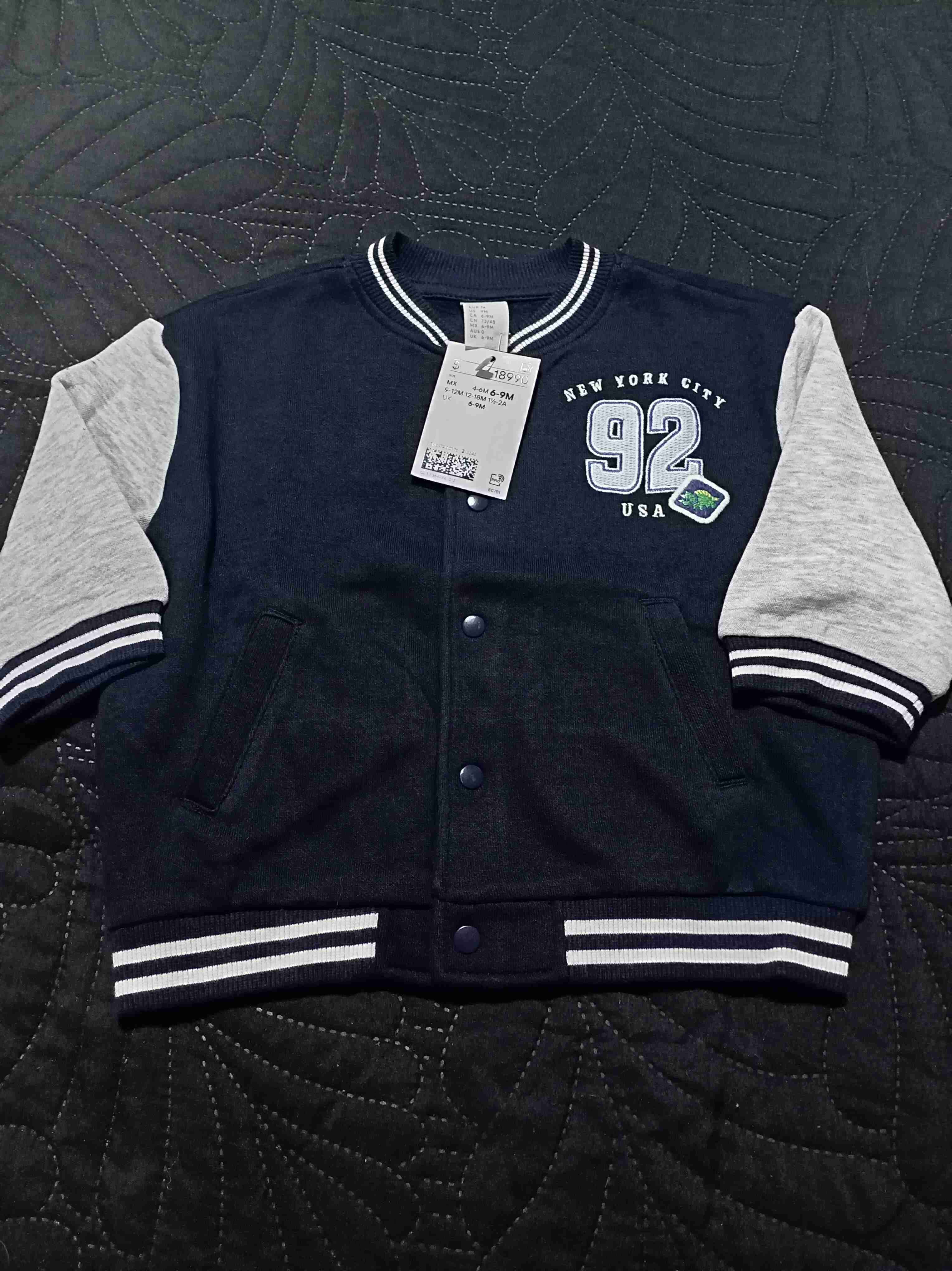 Chaqueta juvenil azul con gris 6 a 9 meses