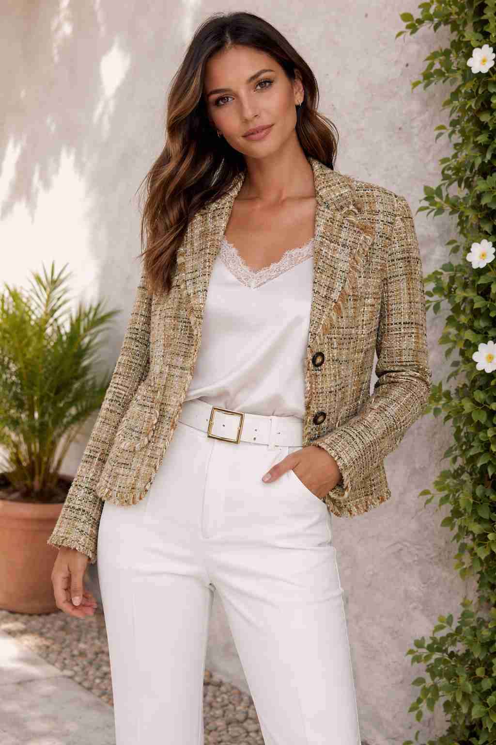 Blazer estilo Chanel color tierra - 1