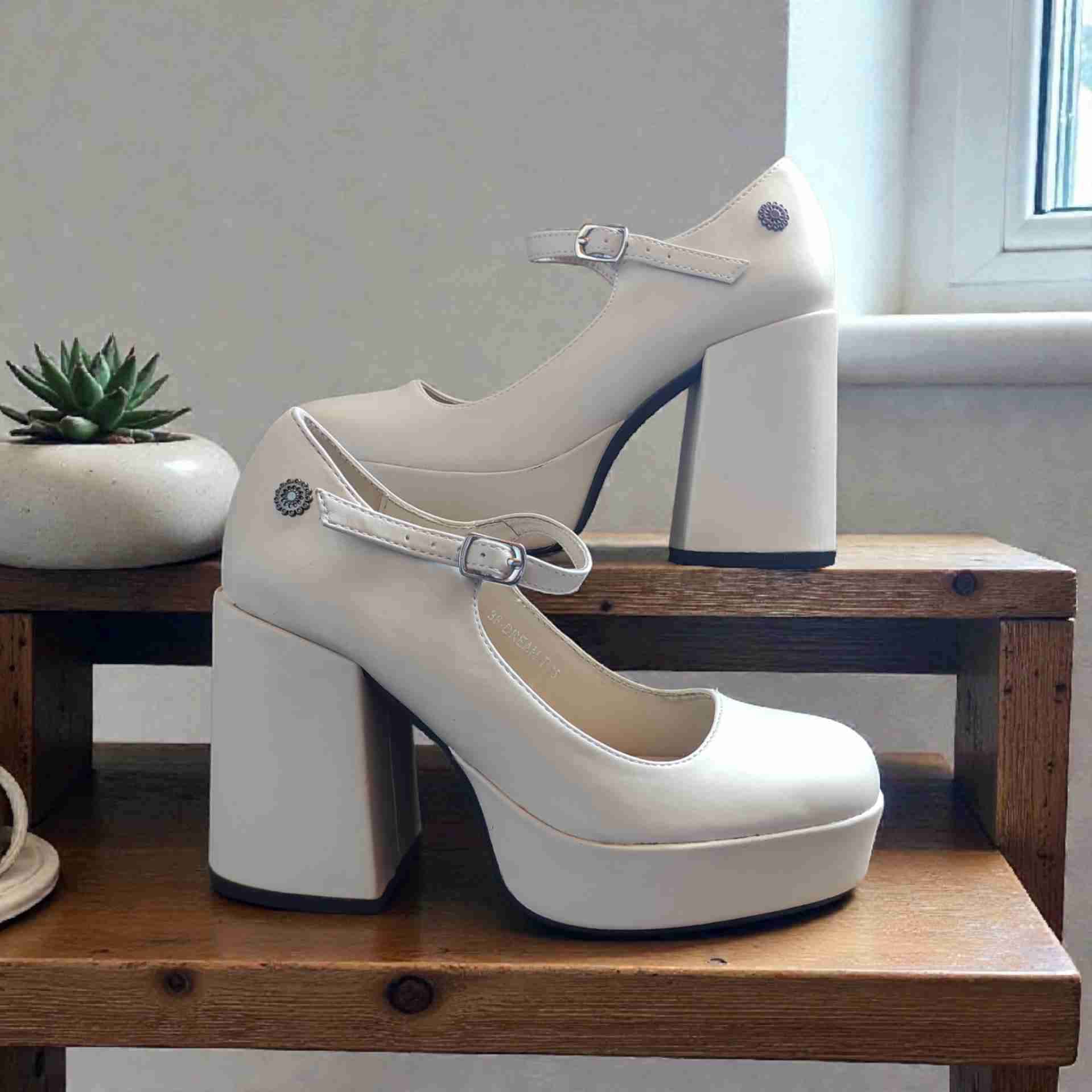 Zapatos plataforma Mary Jane color beige (23cm) - miniatura 2