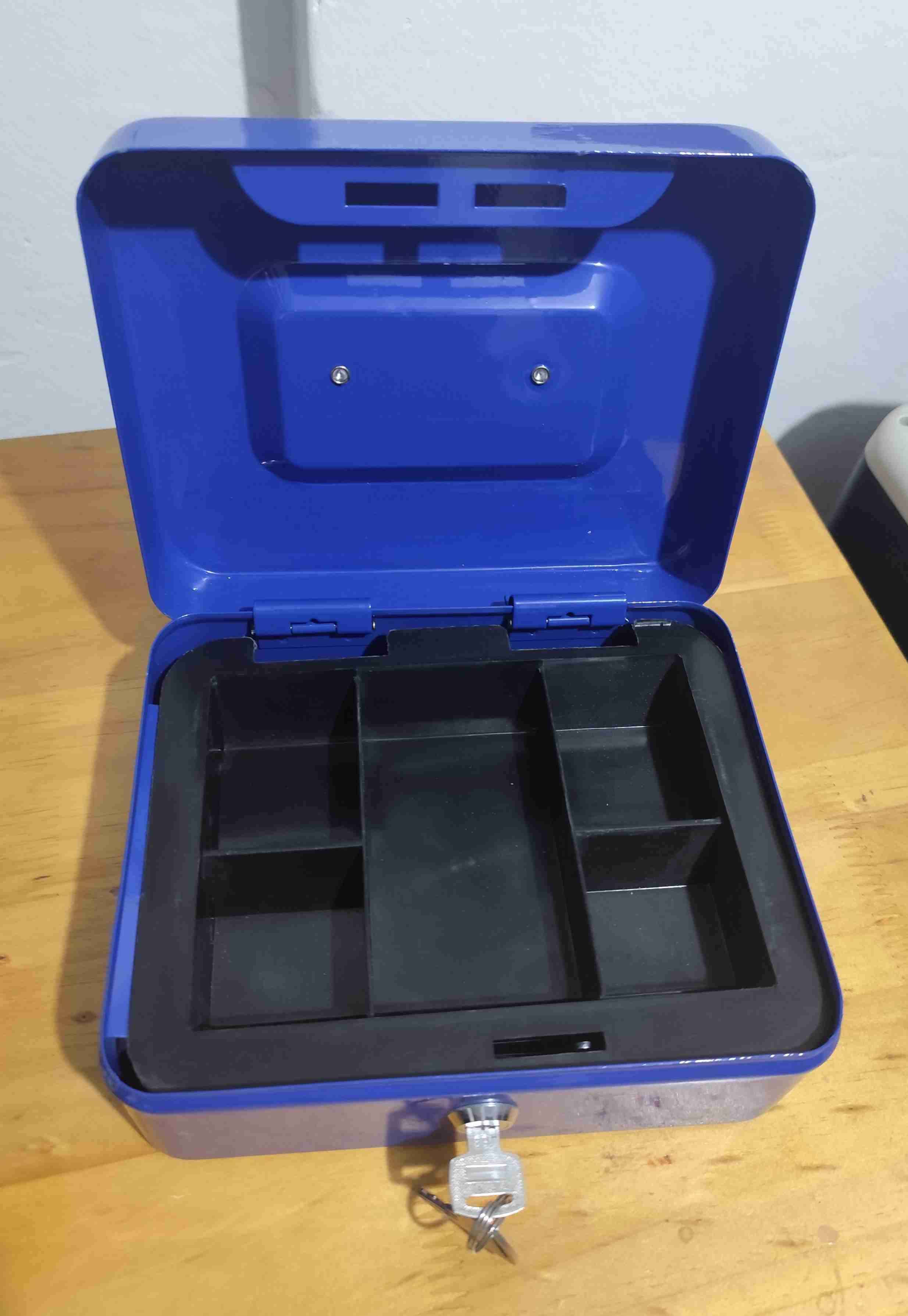 Caja de seguridad azul con llave - miniatura 2