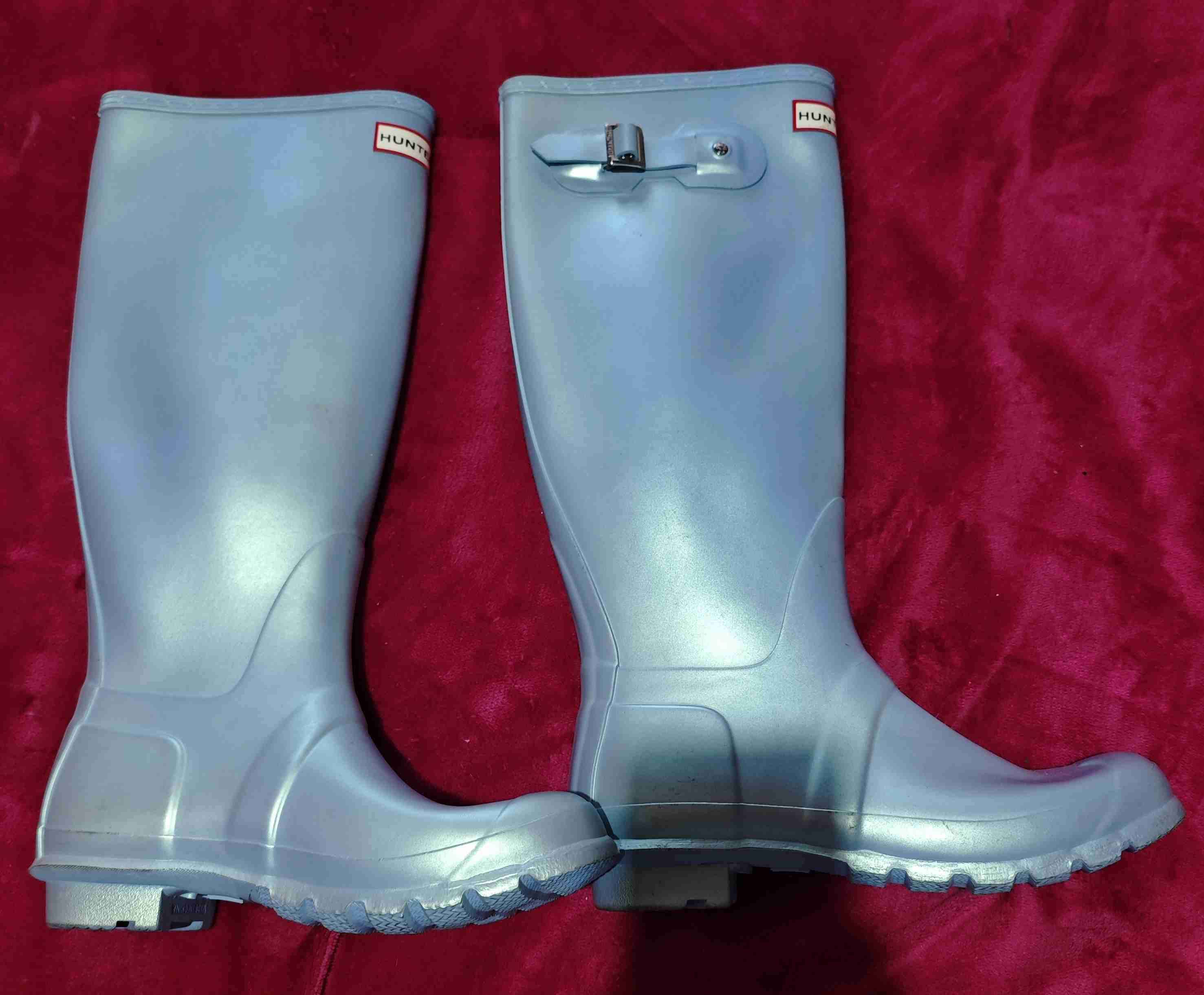 Botas de lluvia plateadas hunter talla 39 - miniatura 2