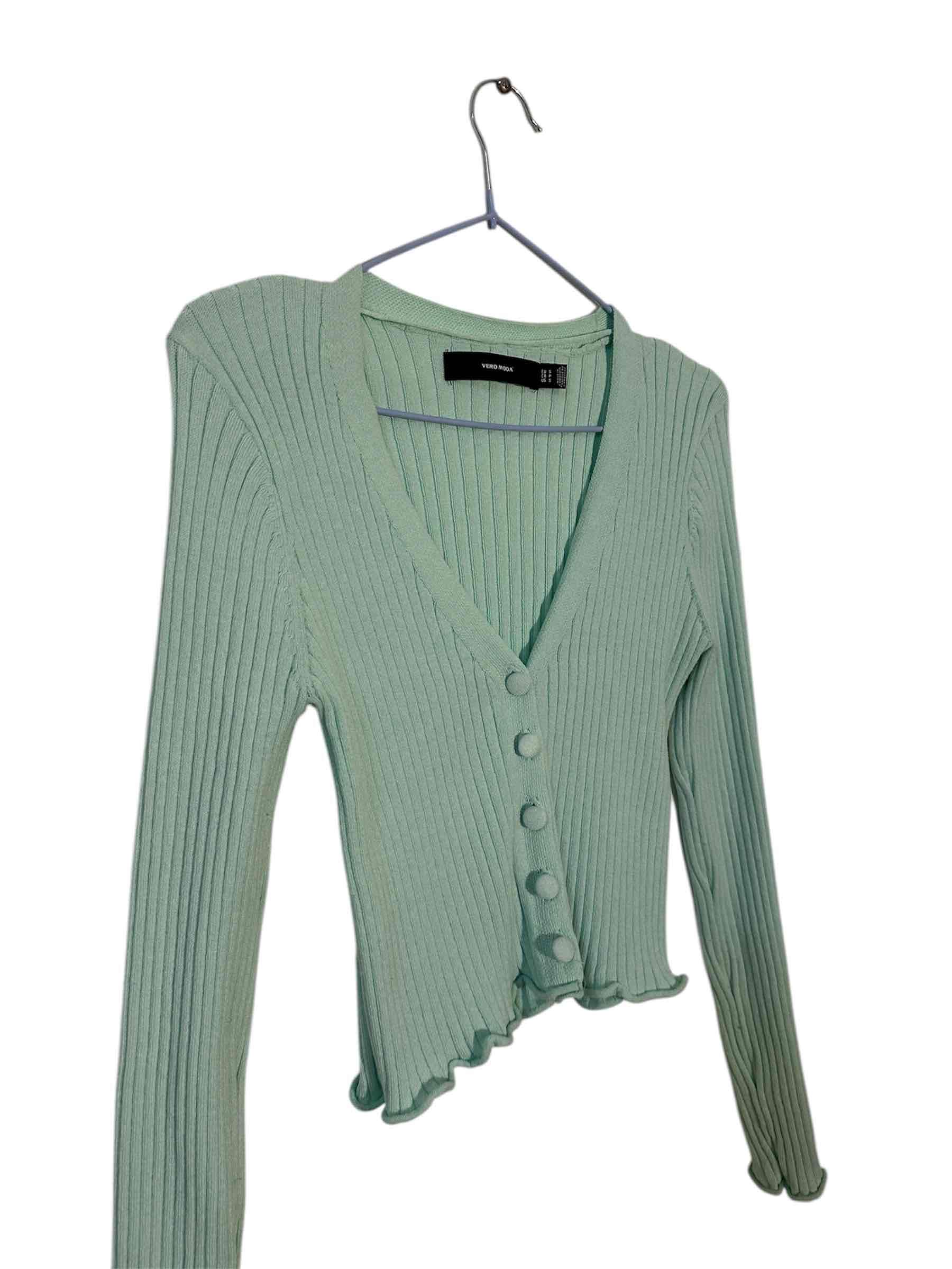 Cardigan verde de punto - miniatura 3