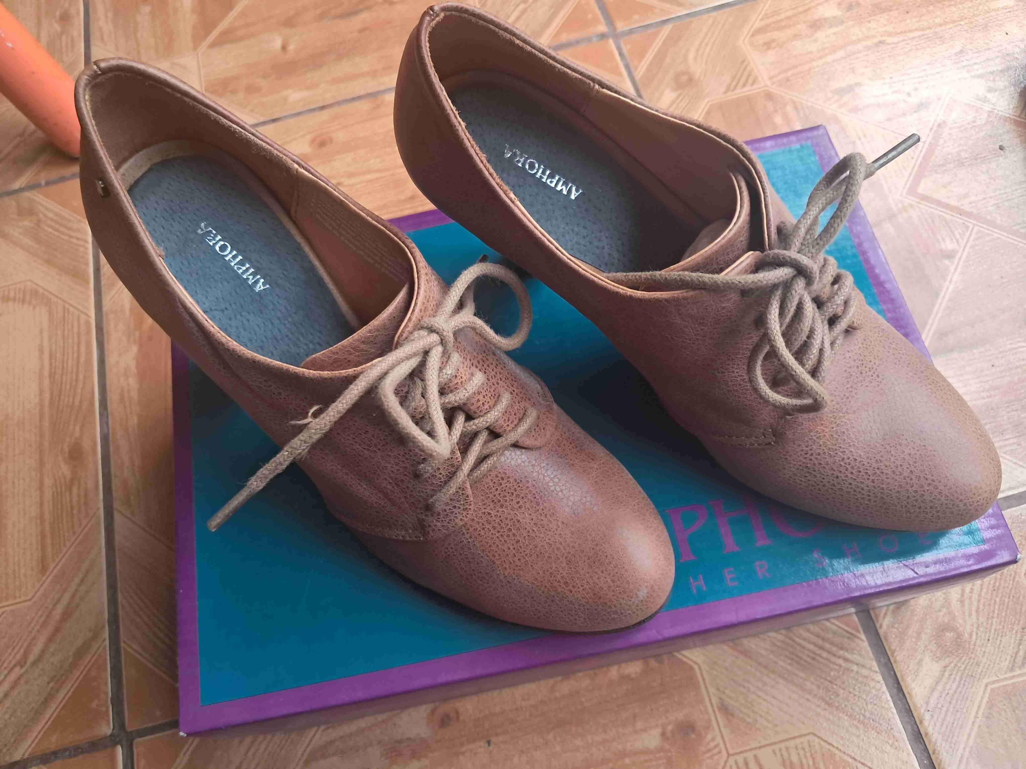 Zapatos de cuero natural marrón Amphora - miniatura 2