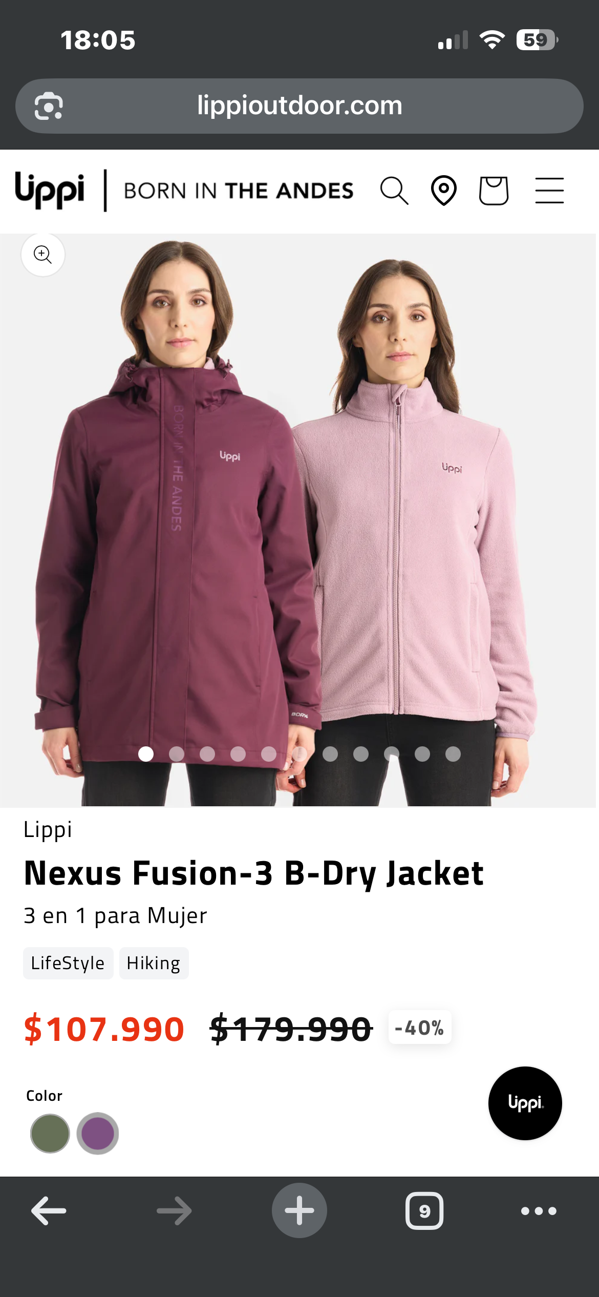 Chaqueta impermeable Lippi burdeo - miniatura 6