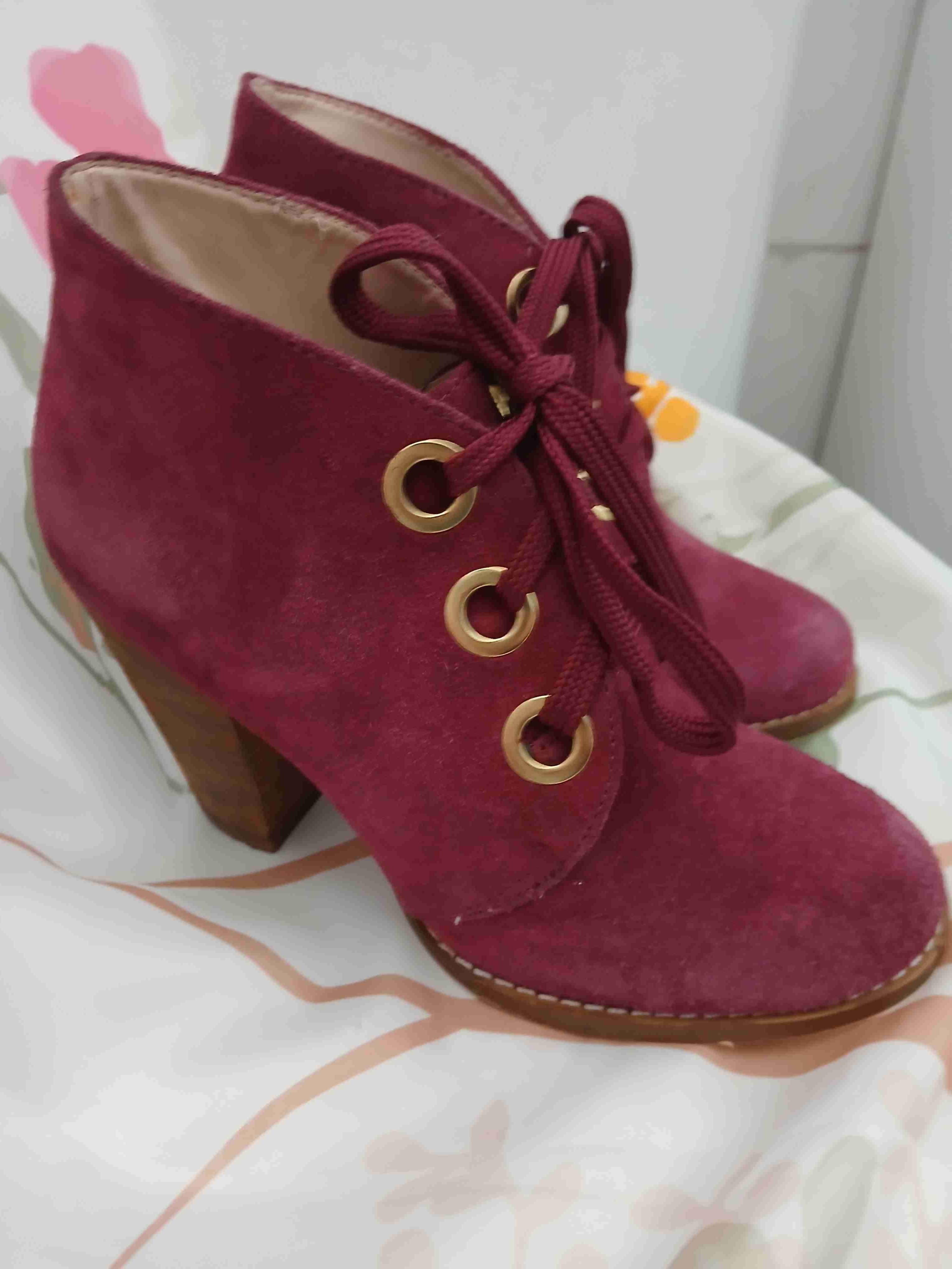 Botines burdeos de gamuza - 1