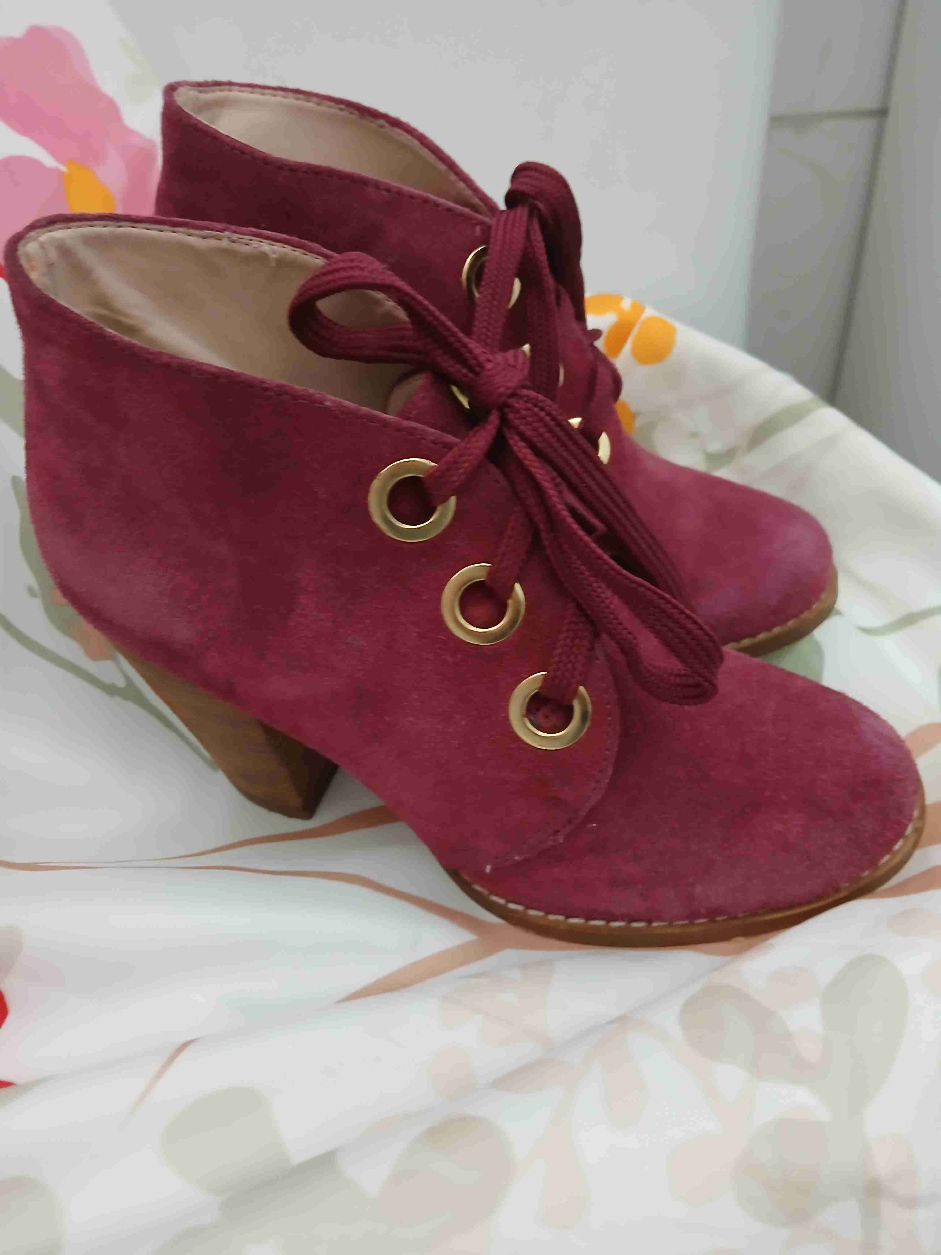 Botines burdeos de gamuza - 2