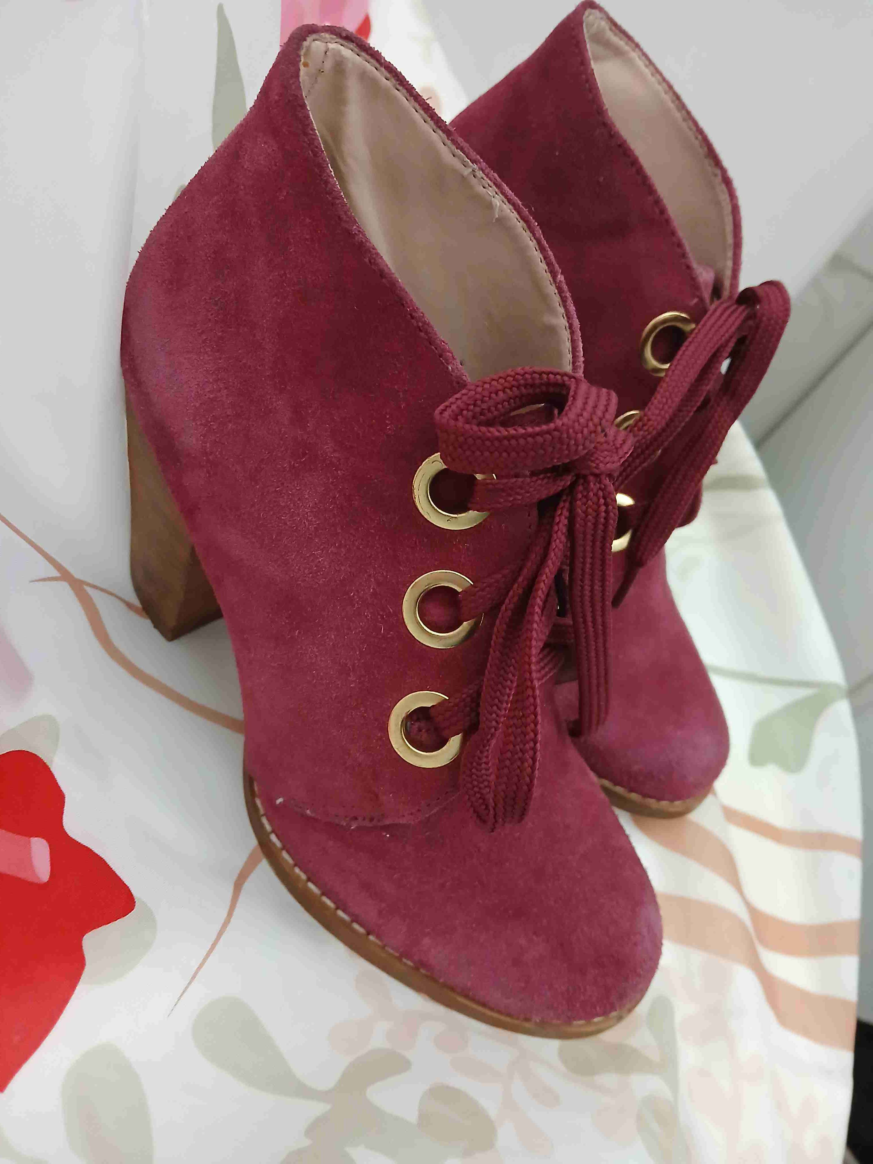 Botines burdeos de gamuza - 3