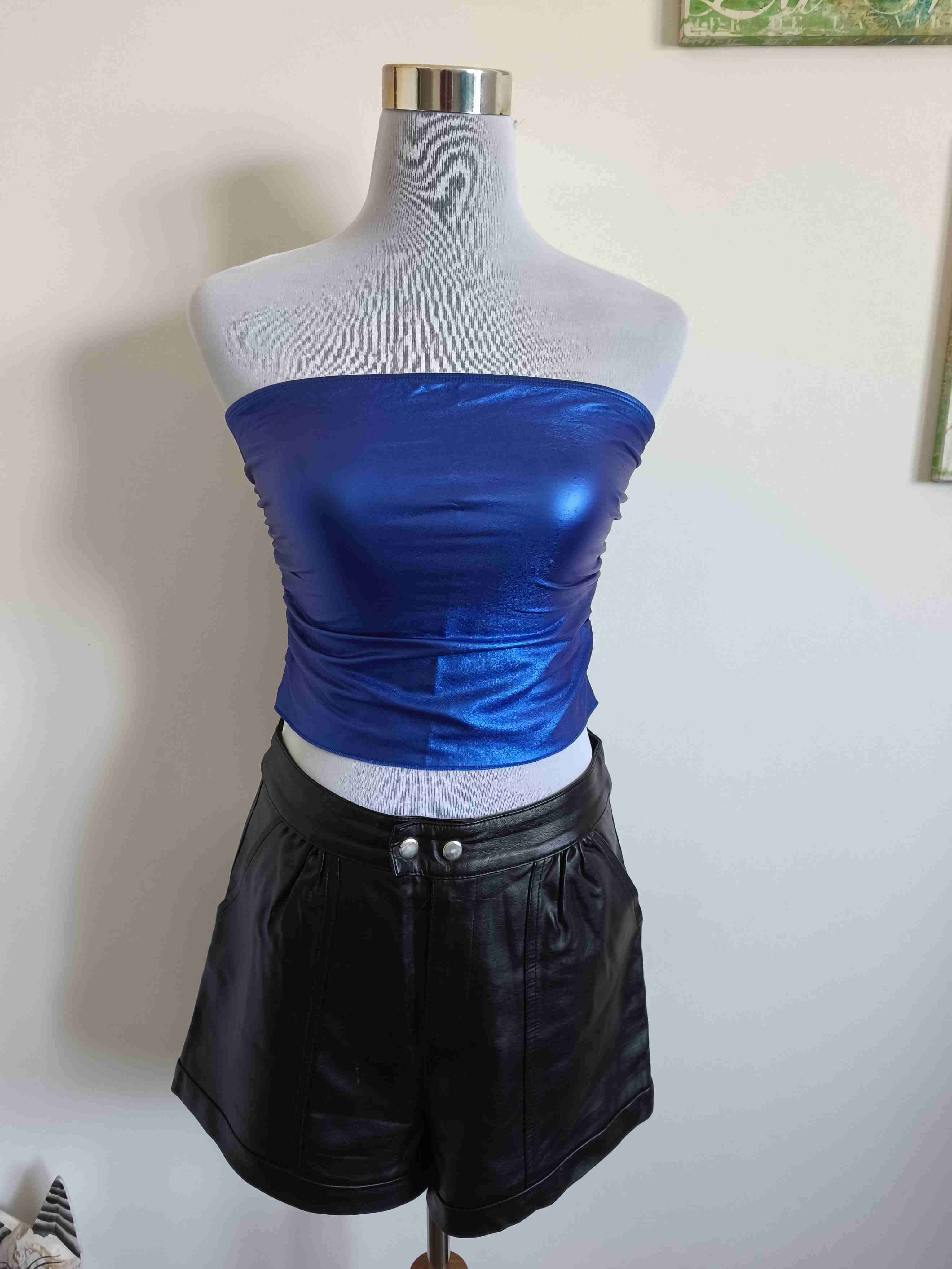 Top azul brillante strapless - 1