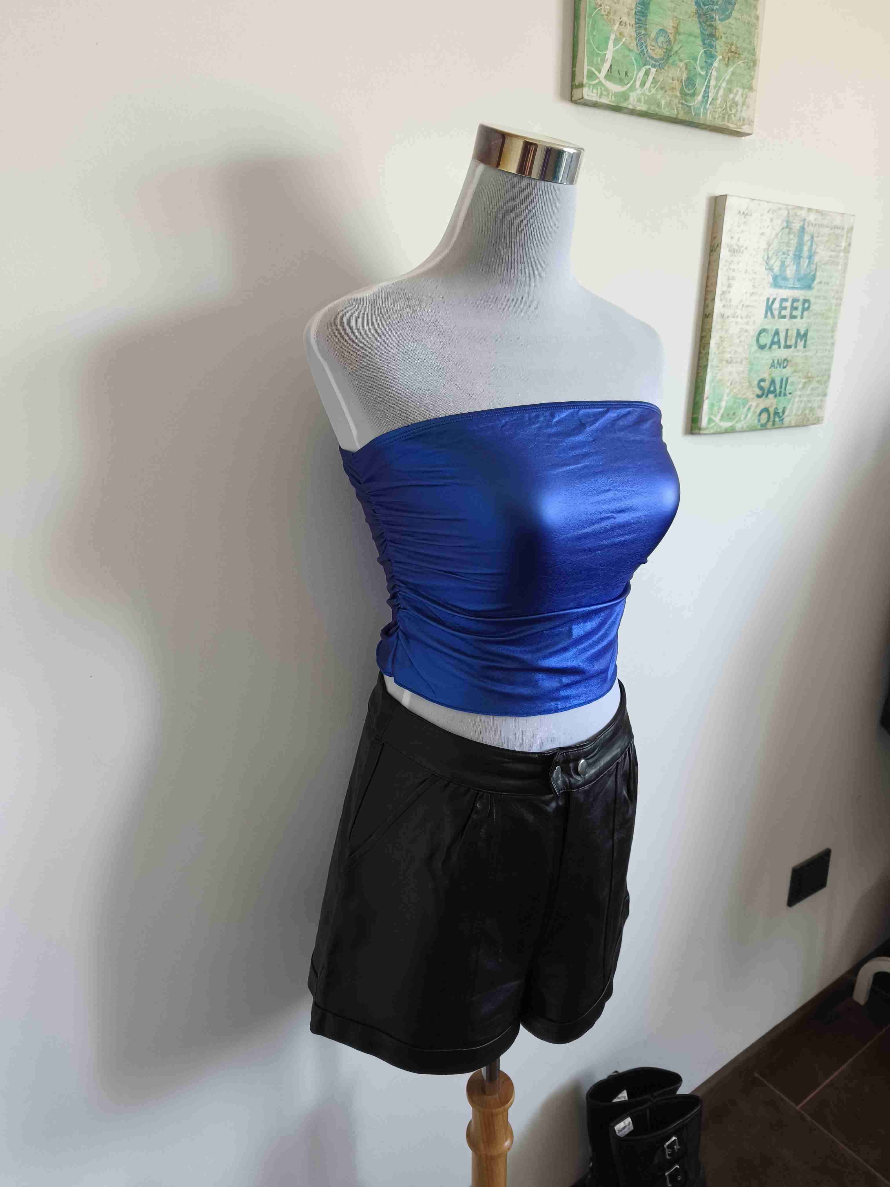 Top azul brillante strapless - 2