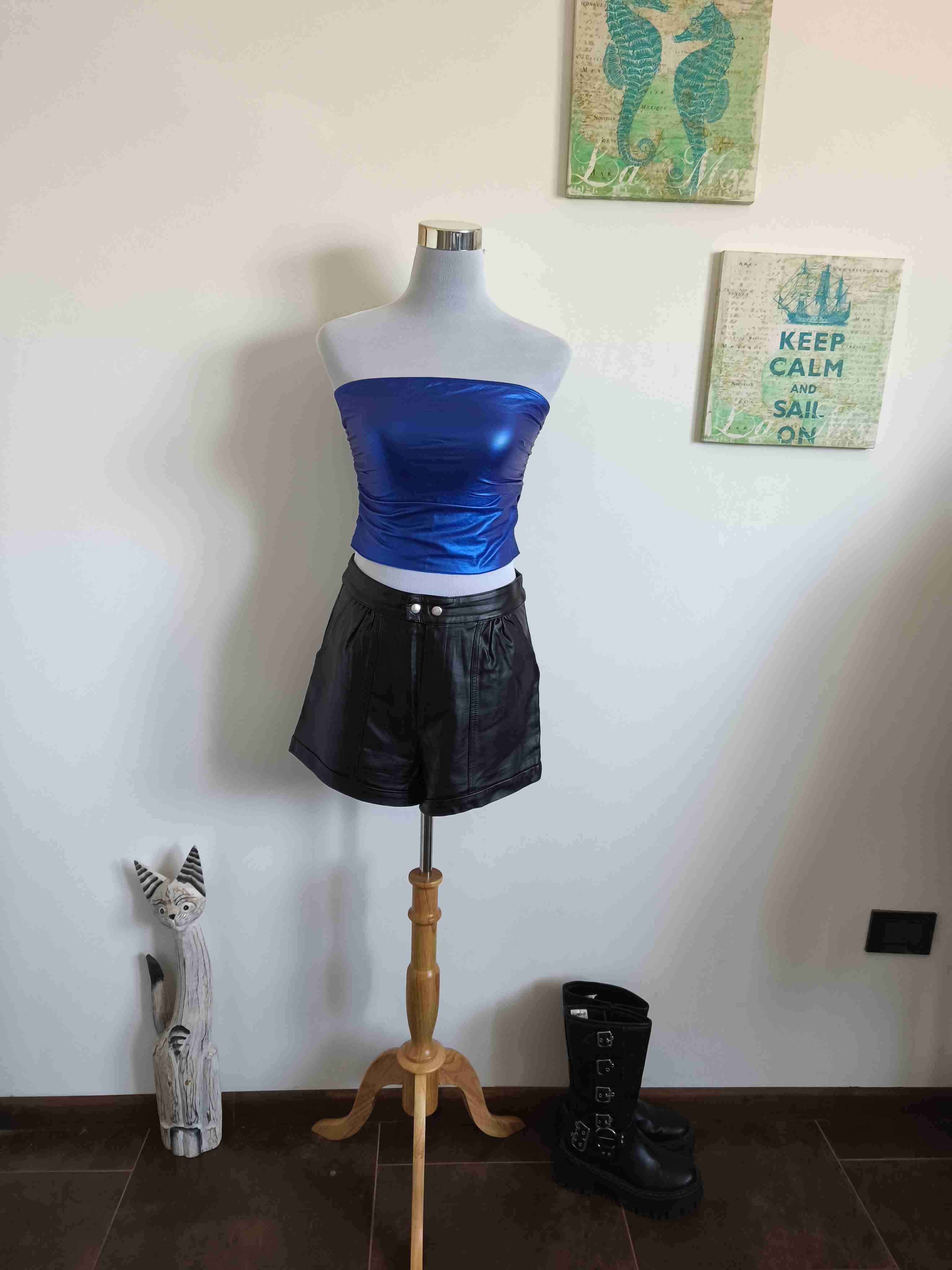 Top azul brillante strapless - 3